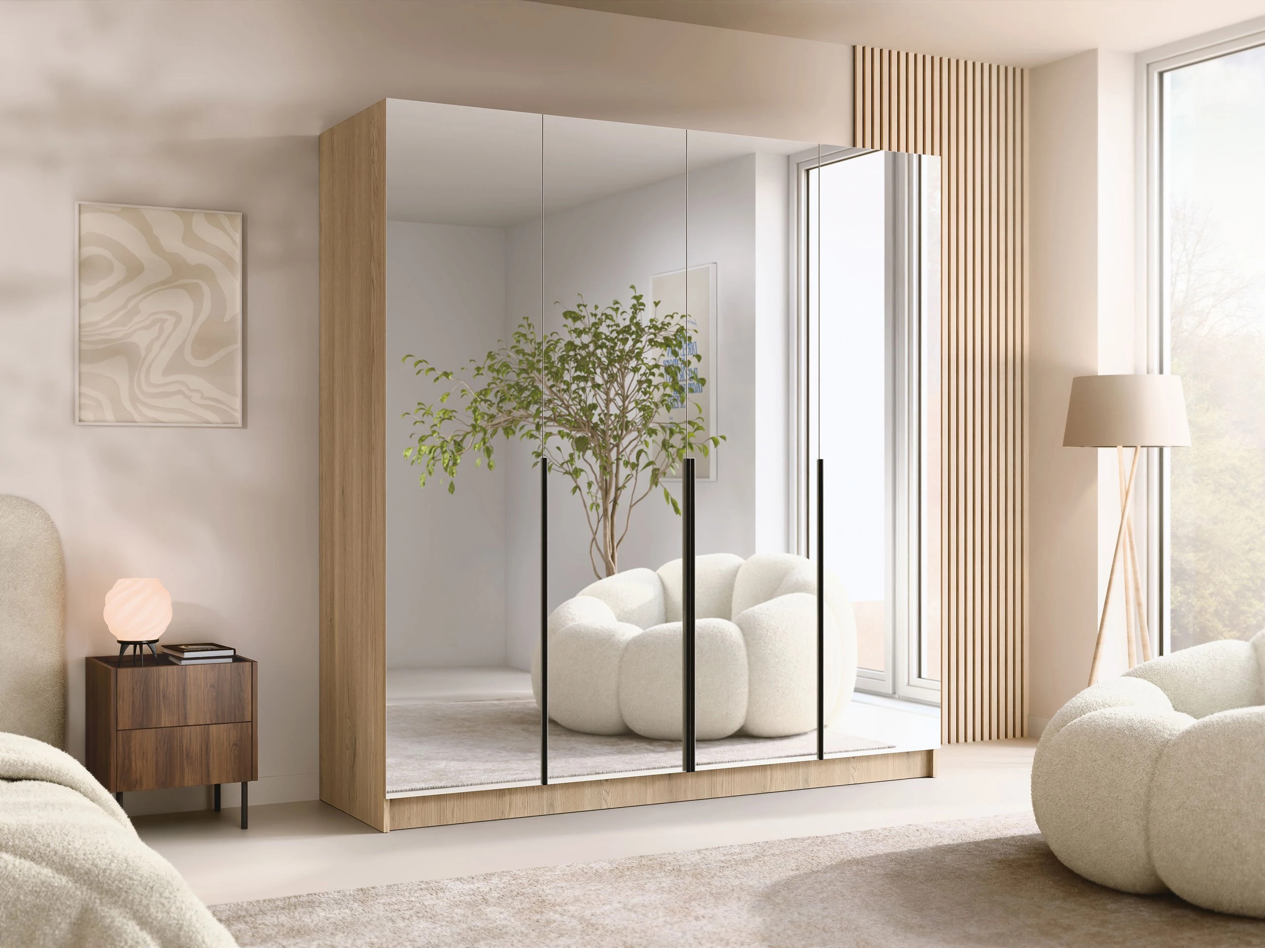 Roupeiro Closico Navor III (Madeira clara + Preto)