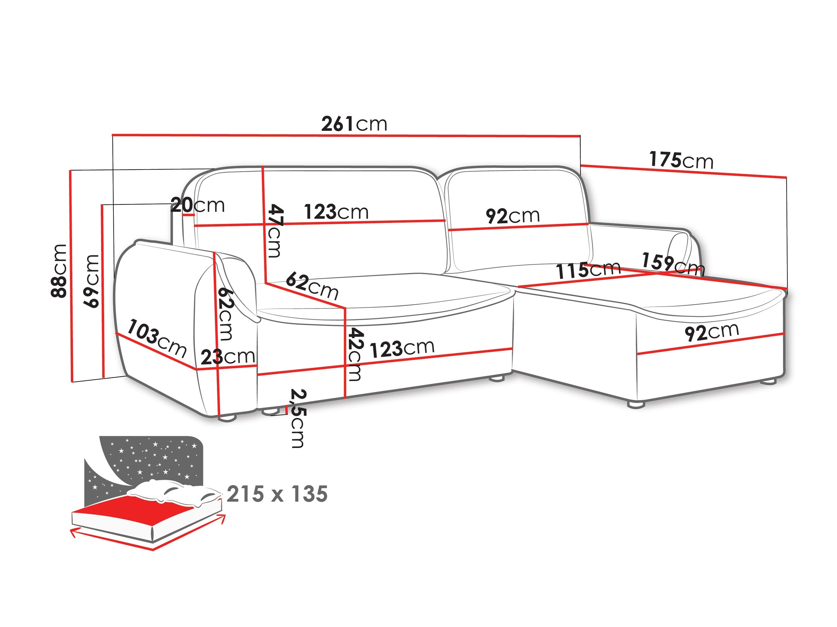 Sofá de canto Luces (Cruz 79)