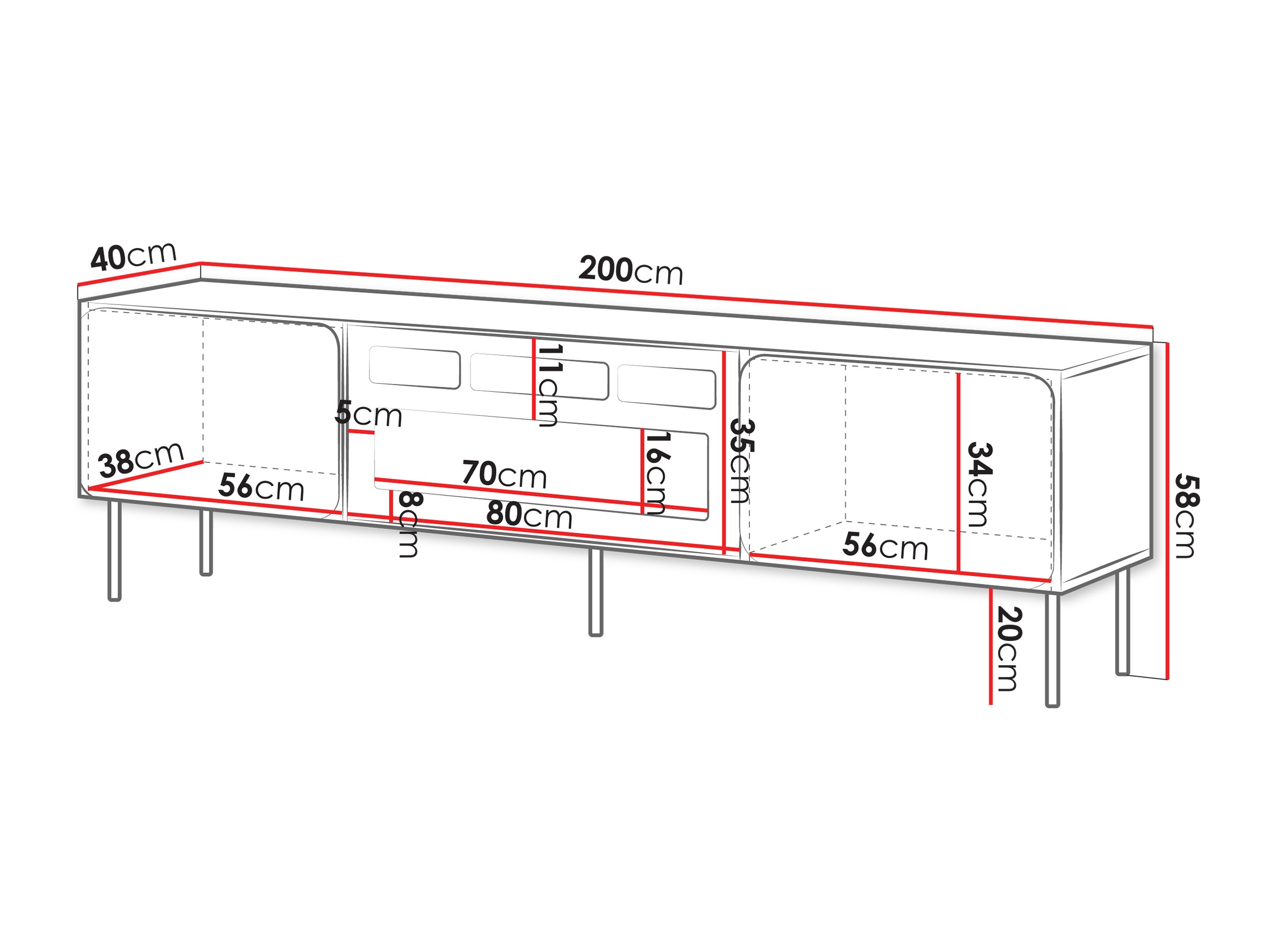 Móvel de TV Fentore 104 (Caxemira)