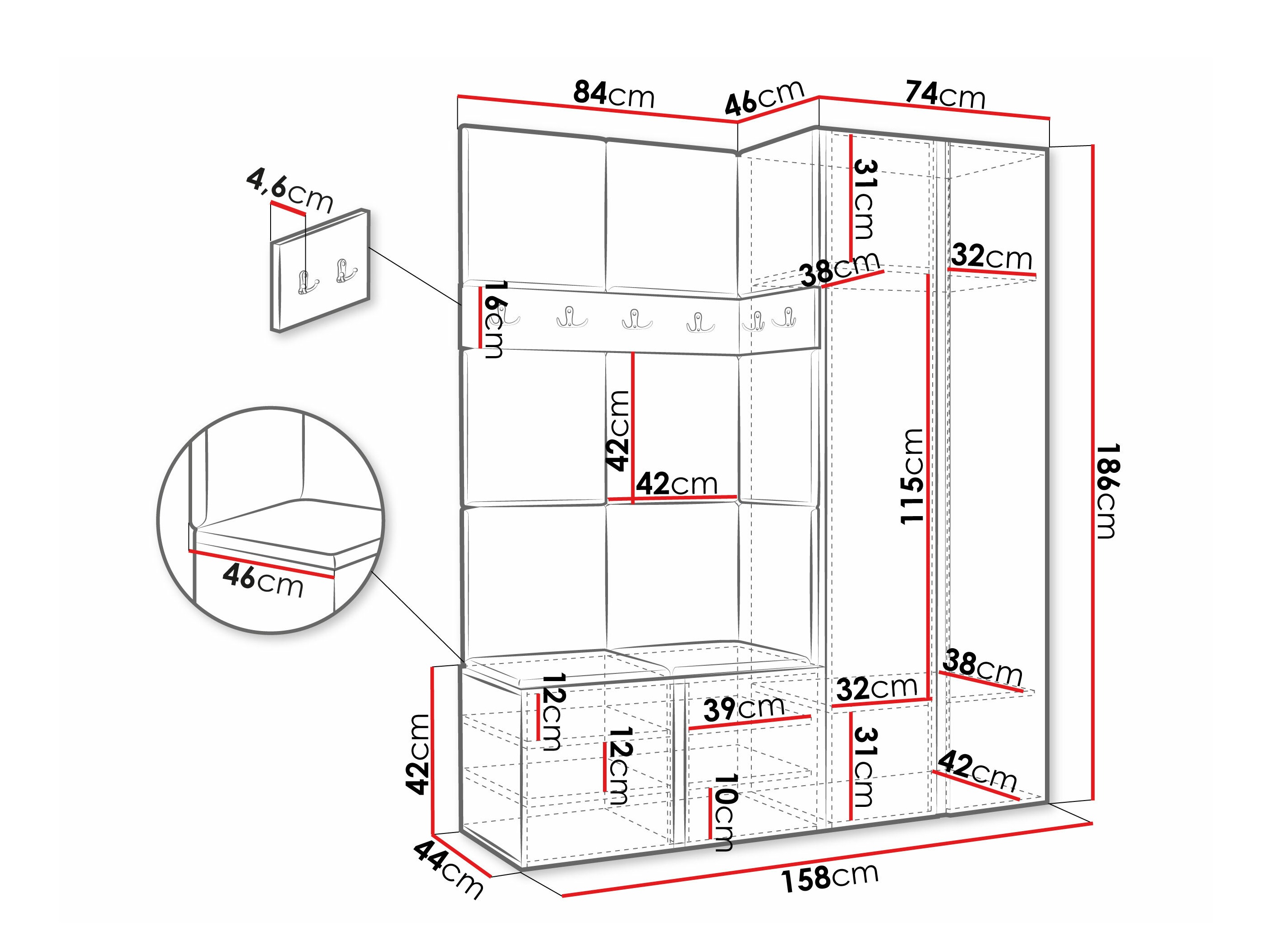 Conjunto para corredor Pinis III (Branco)