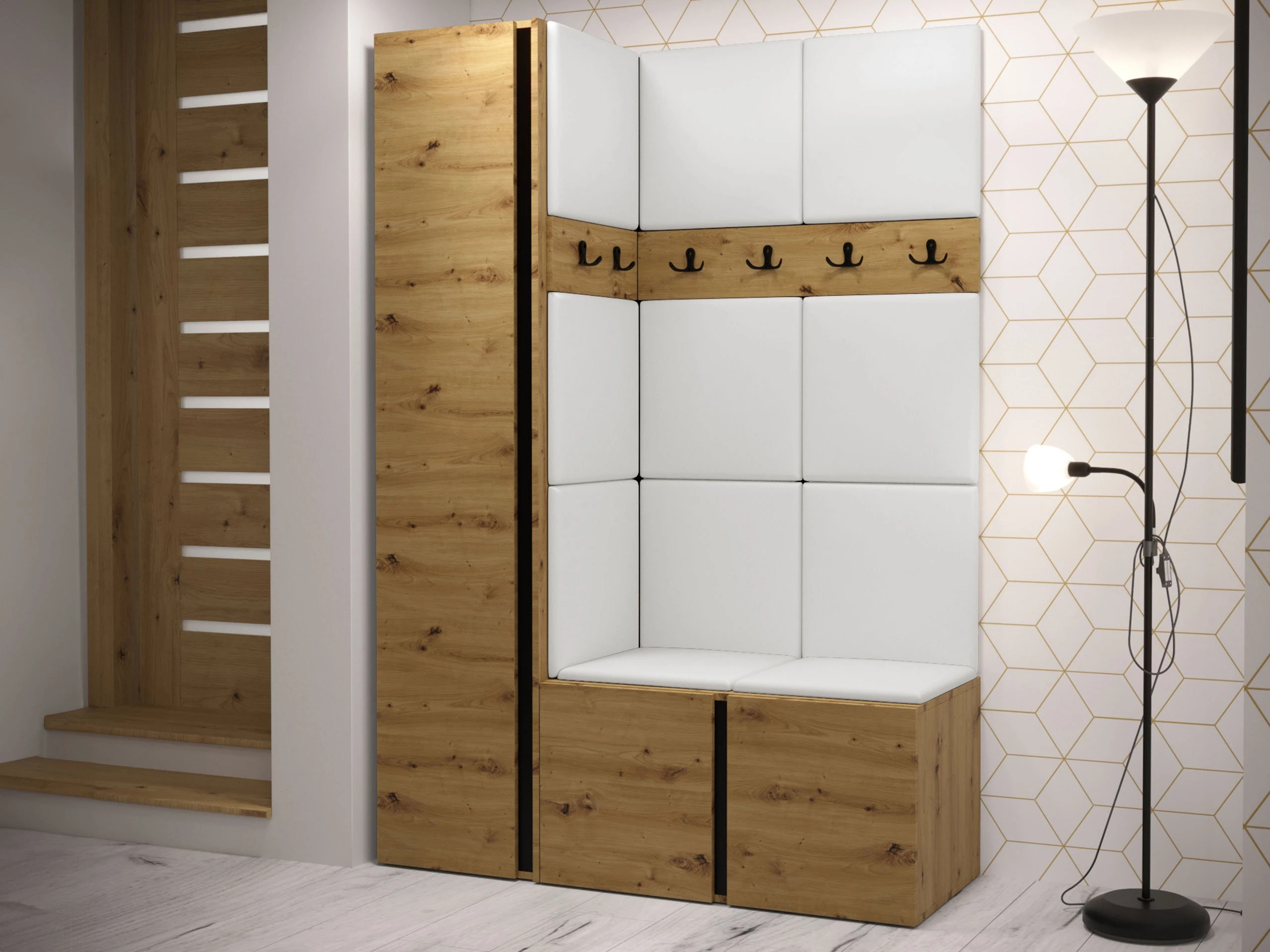 Conjunto para corredor Pinis IX (Carvalho Artisan)