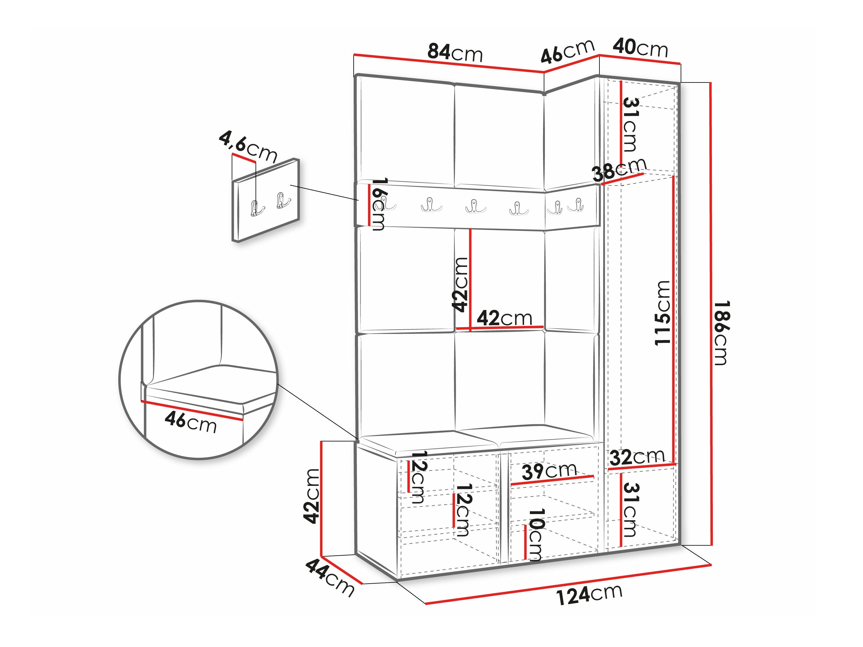 Conjunto para corredor Pinis IX (Carvalho Artisan)