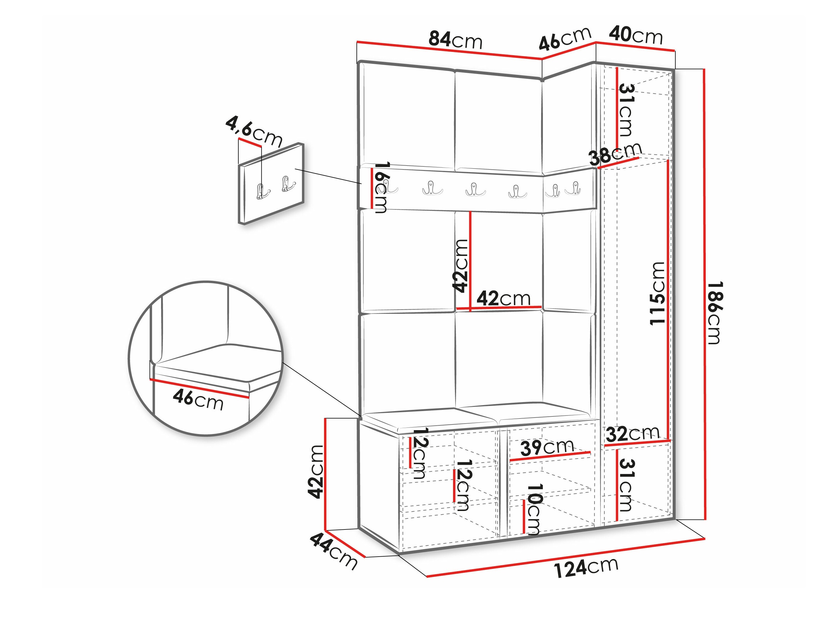 Conjunto para corredor Pinis IX (Grafite)