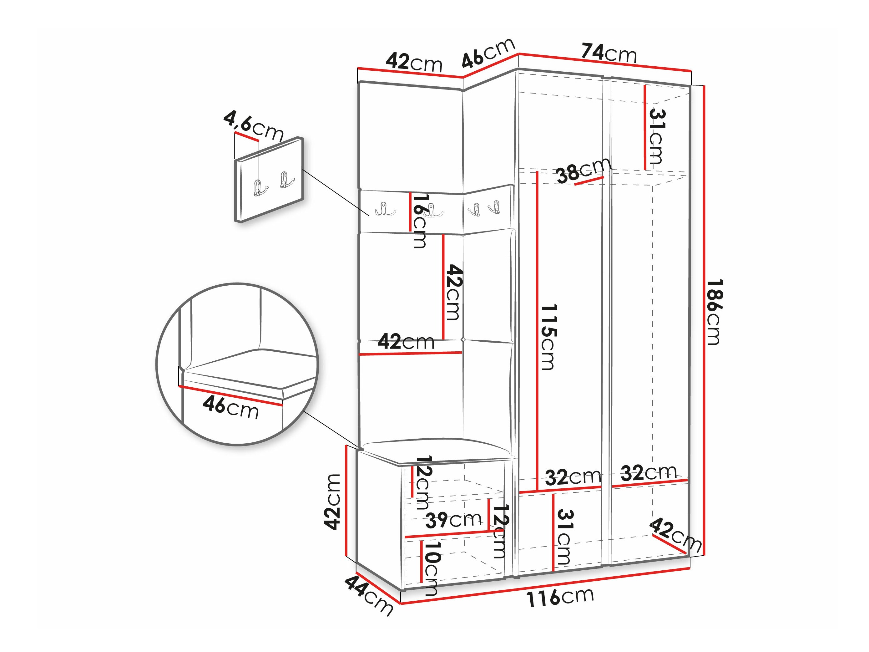 Conjunto para corredor Hartford 350 (Branco)