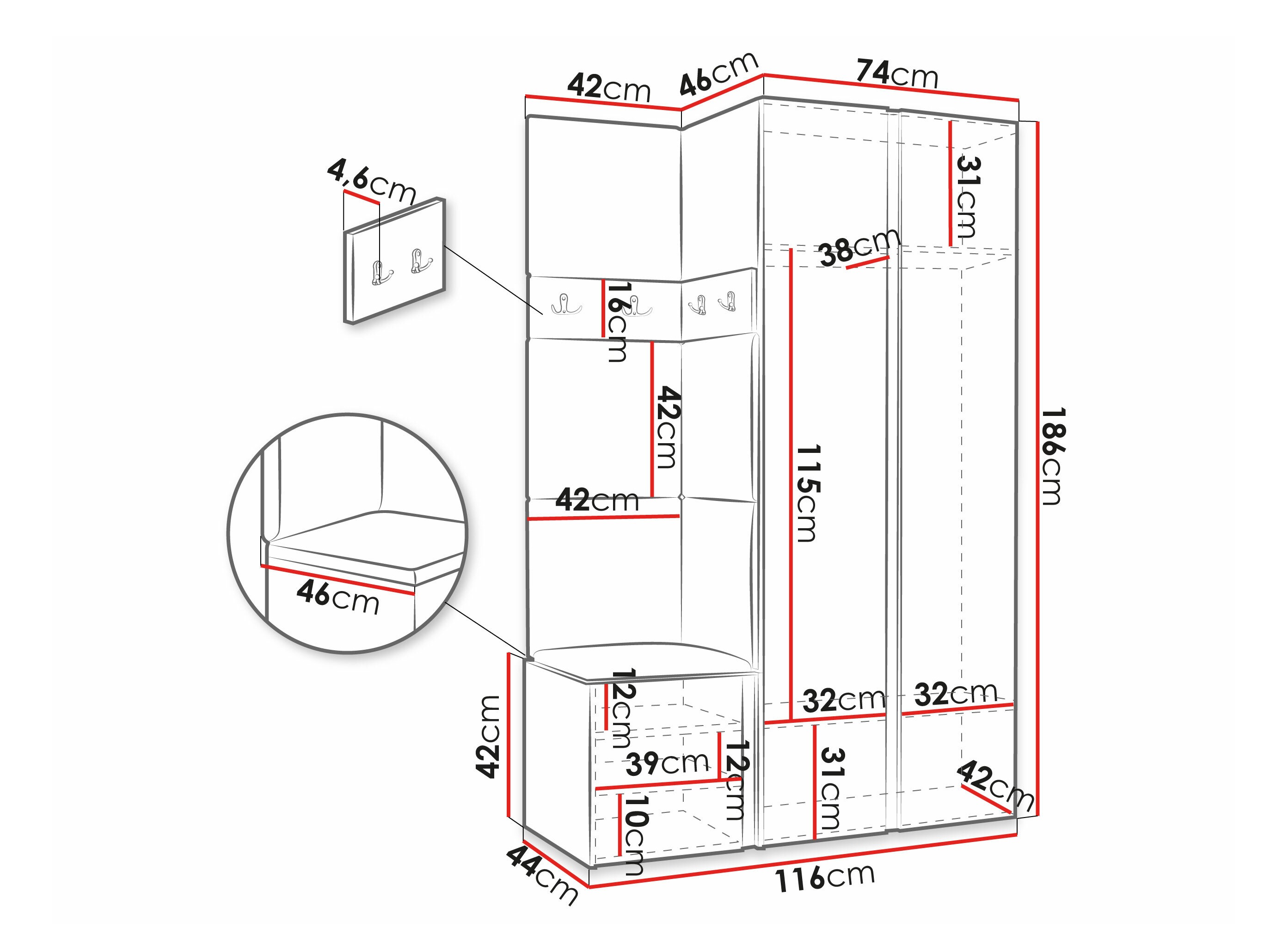 Conjunto para corredor Pinis XXVI (Branco)