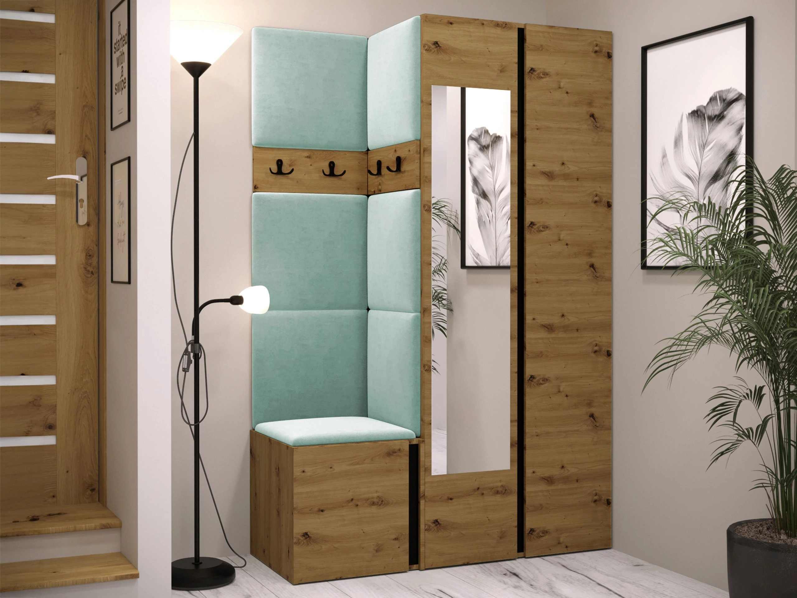 Conjunto para corredor Pinis XXVI (Carvalho Artisan + Preto)