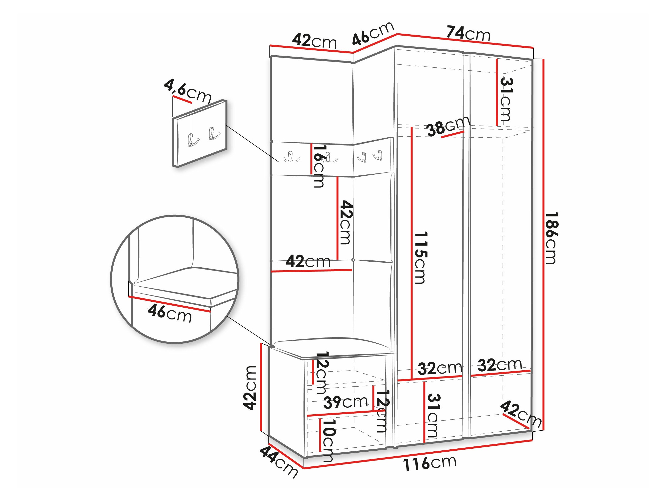 Conjunto para corredor Pinis XXVI (Grafite)