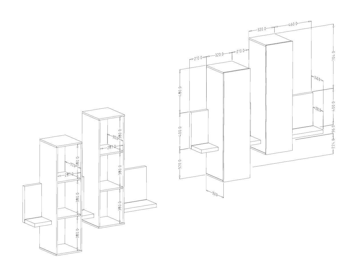 Armário suspenso Lutiva 101 (Branco + Cimento)