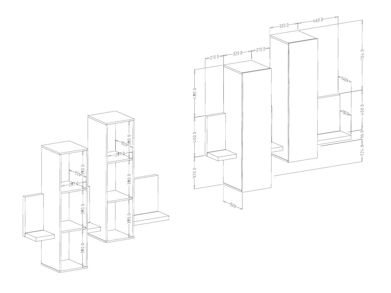 Armário suspenso Lutiva 101 (Matera cinzento + Abeto escuro)