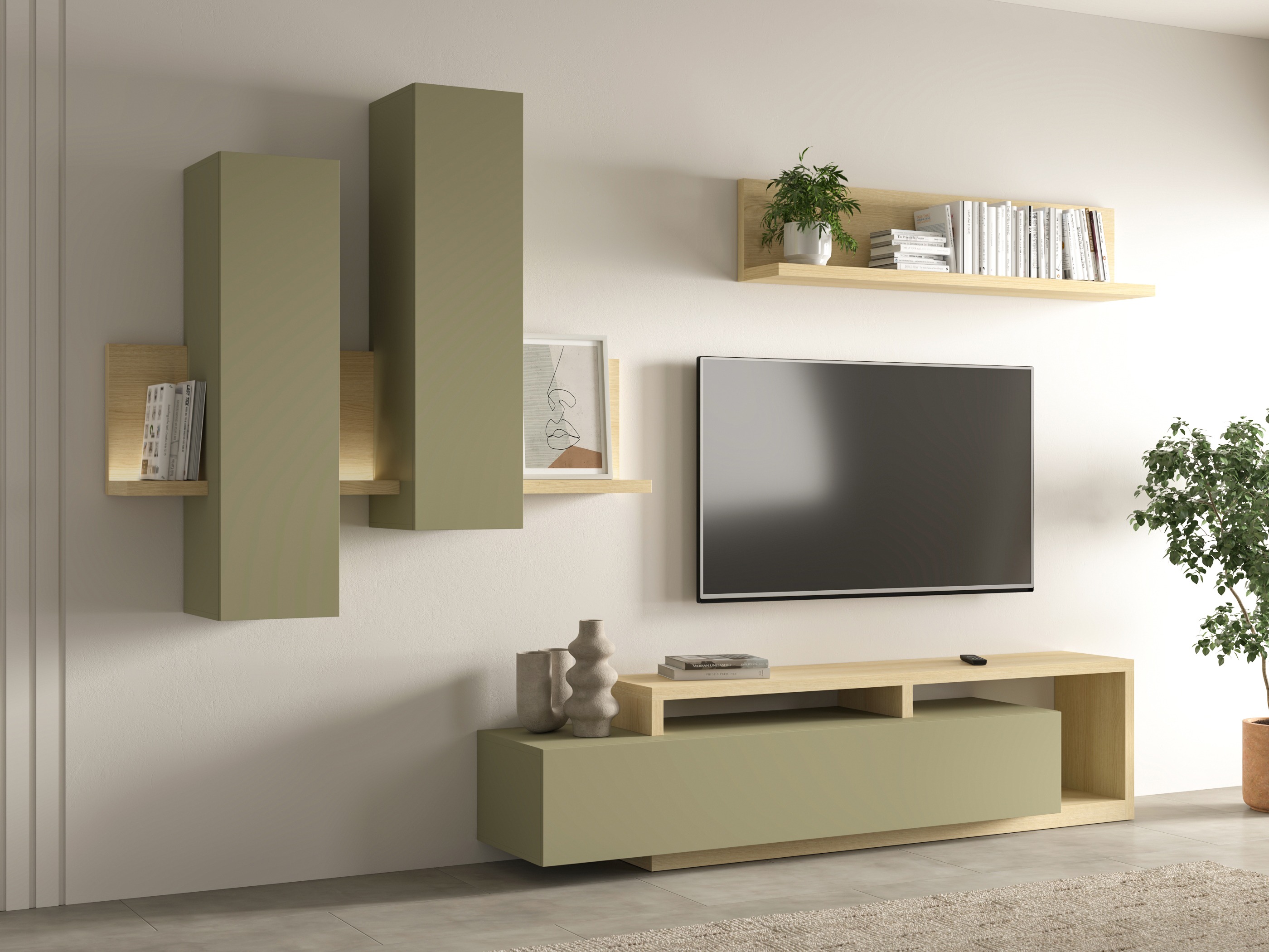 Conjunto para sala de estar Lutiva 100 (Eucalipto + Carvalho)