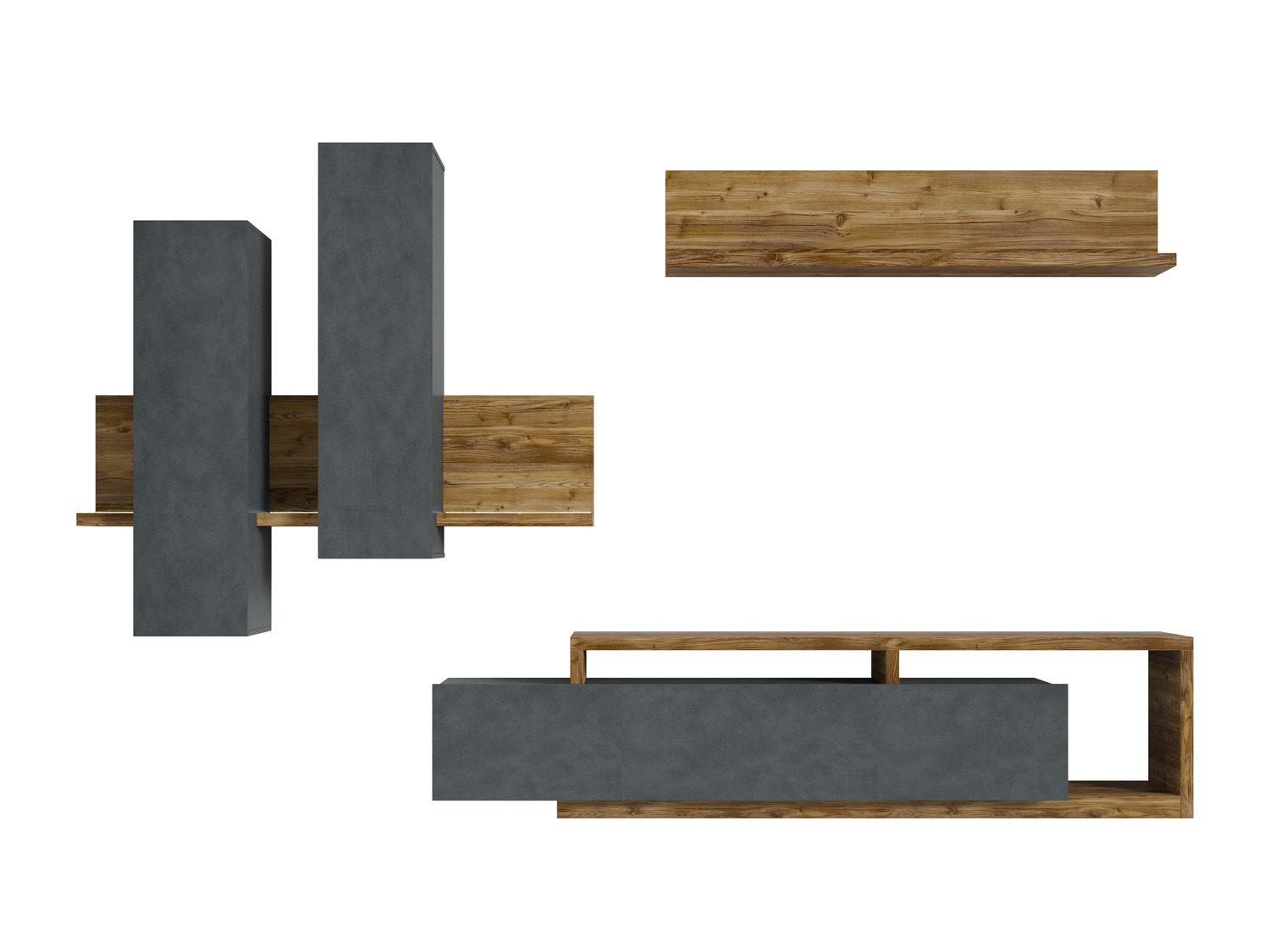 Conjunto para sala de estar Lutiva 100 (Matera cinzento + Abeto escuro)