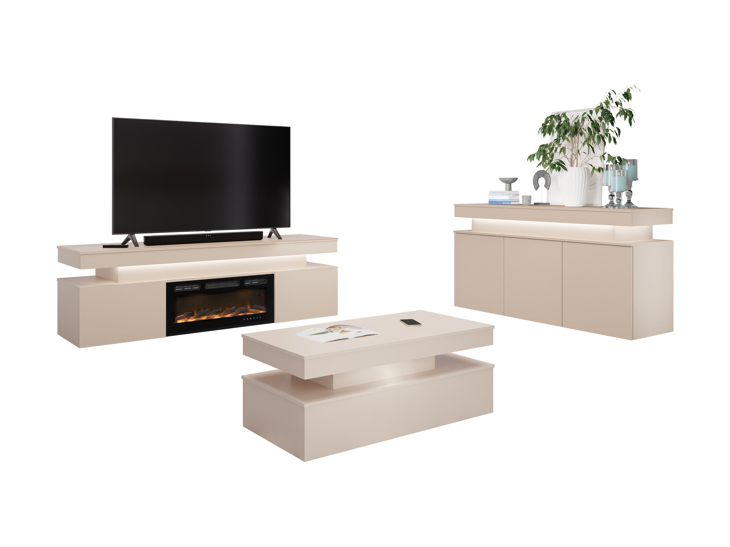 Conjunto para sala de estar Monfero 106 (Castanho claro)