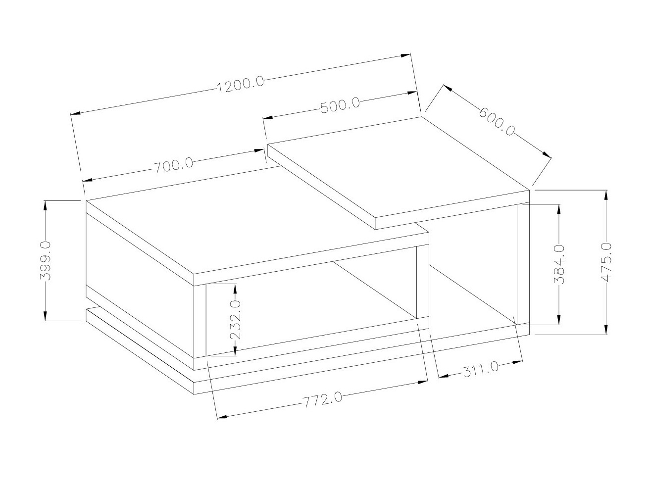 Mesa de centro Lutiva 104 (Branco + Cimento)