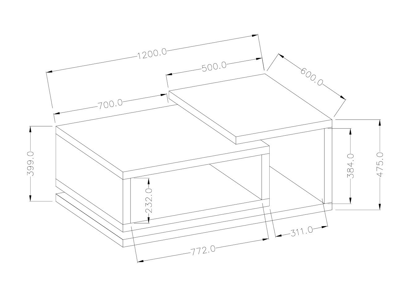 Mesa de centro Lutiva 104 (Matera cinzento + Abeto escuro)