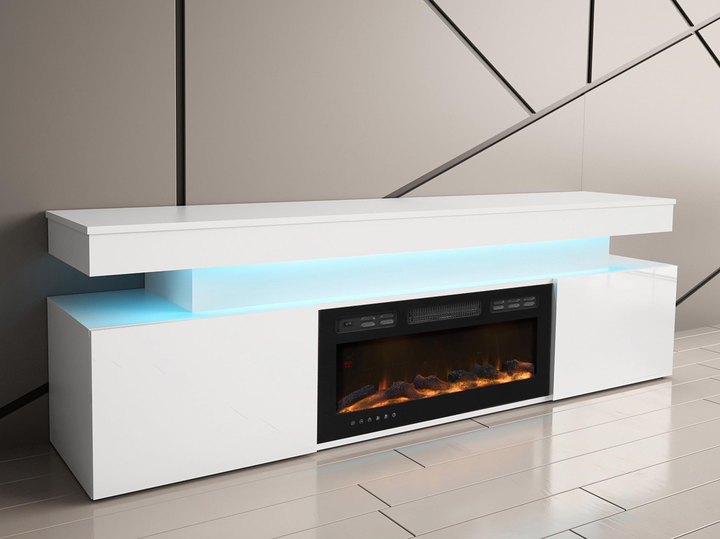 Móvel de TV Monfero I (Branco + Branco brilhante)