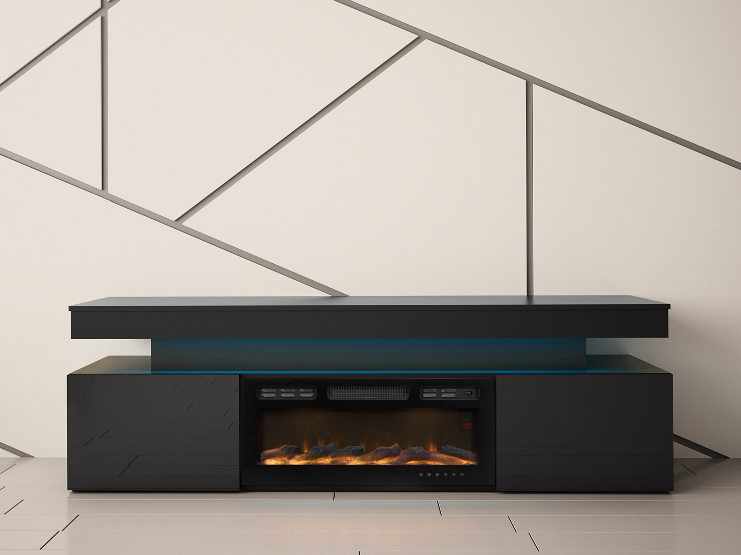 Móvel de TV Monfero I (Preto + Preto brilhante)