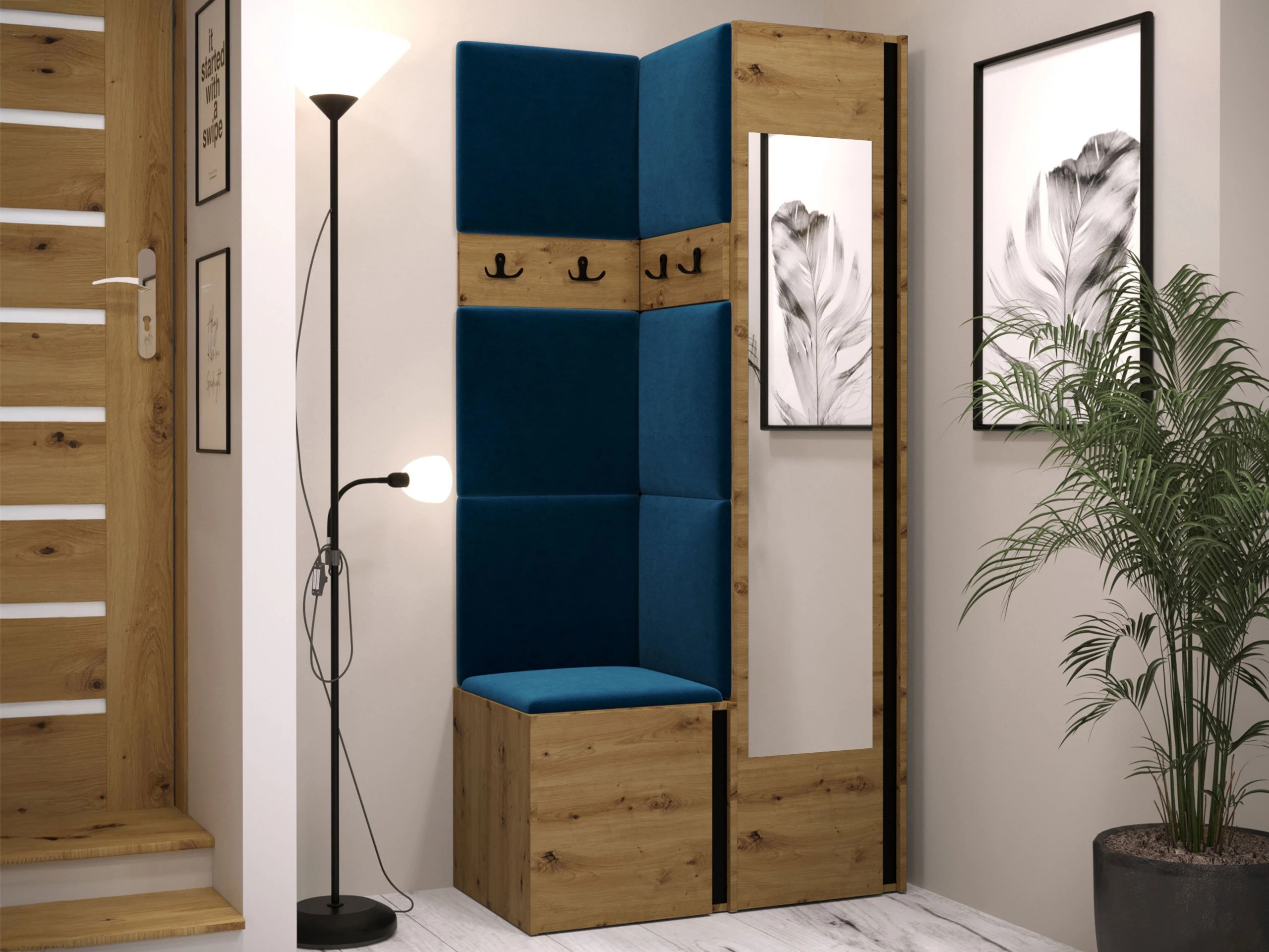 Conjunto para corredor Pinis XXV (Carvalho Artisan + Preto)