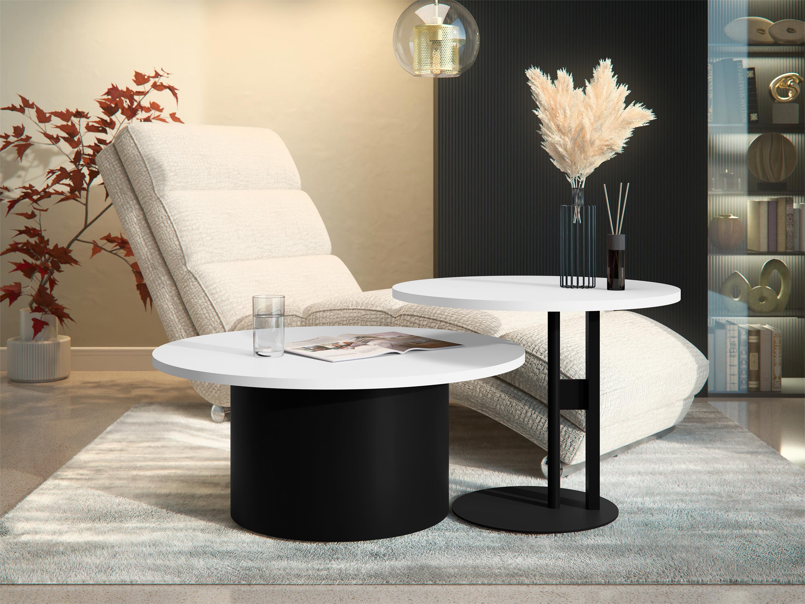 Conjunto de mesa de centro Oswego 159 (Branco)