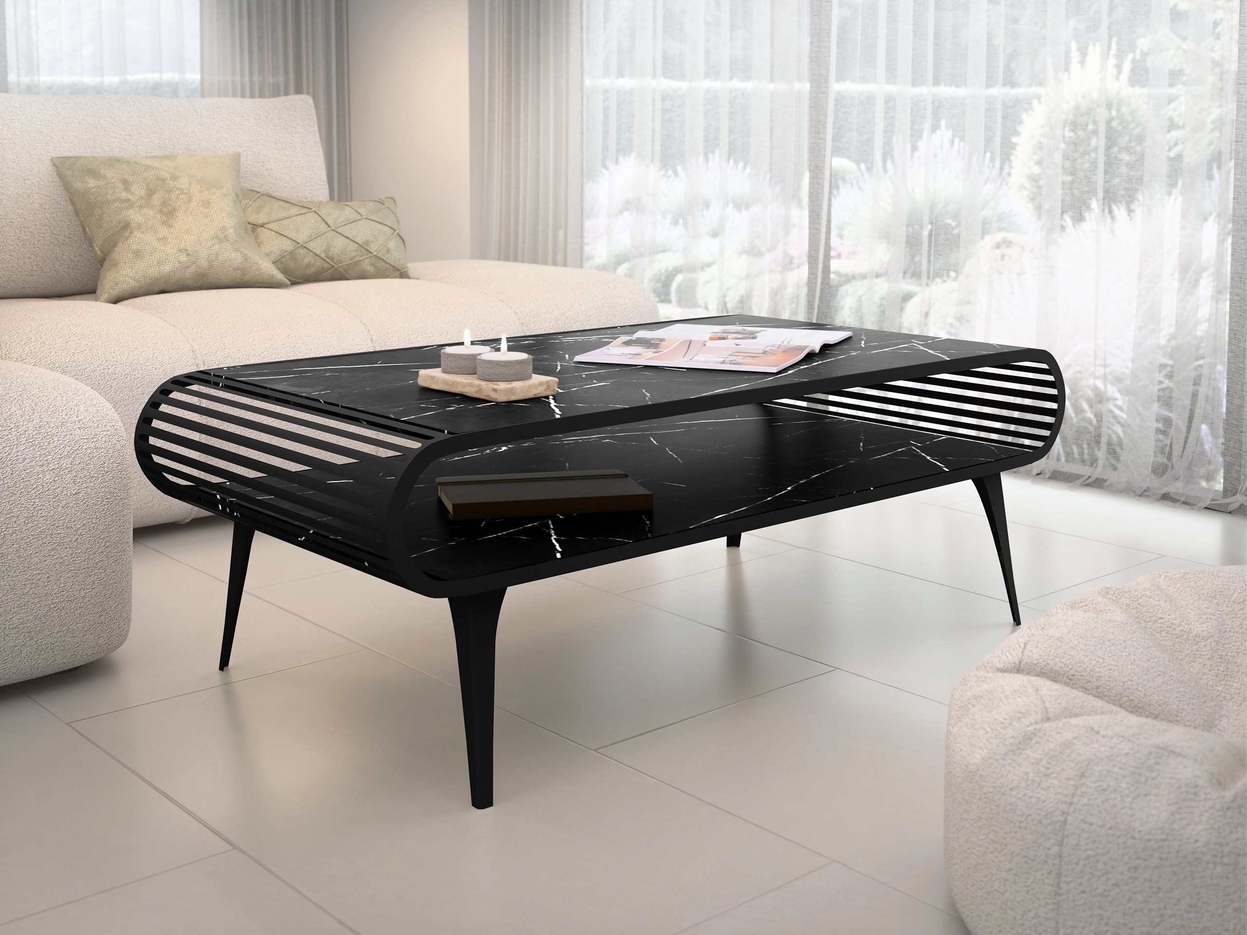 Mesa de centro Oswego 161 (Mármore preto)
