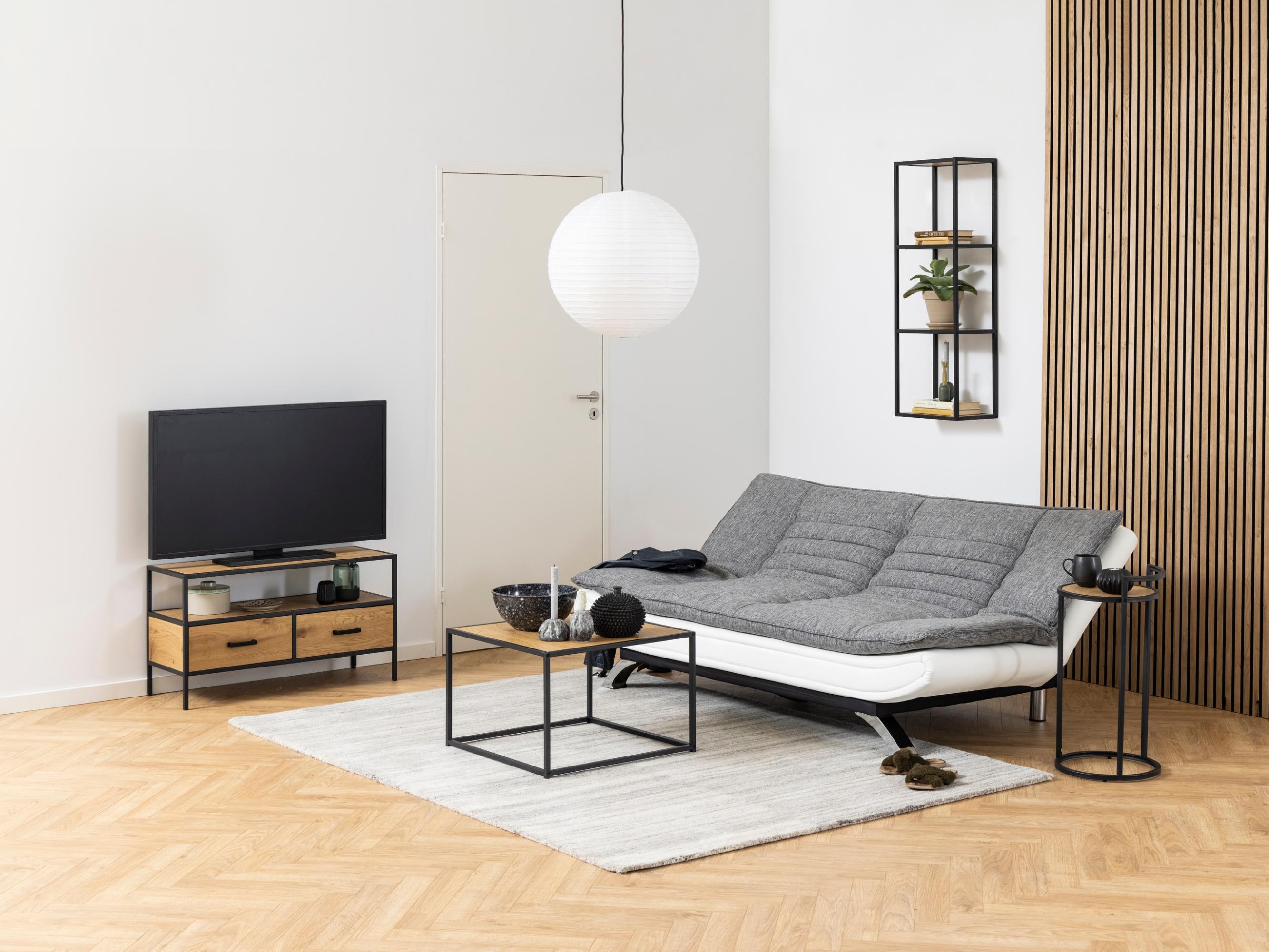 Sofá-cama Norsica 228 (Branco + Cinzento claro)