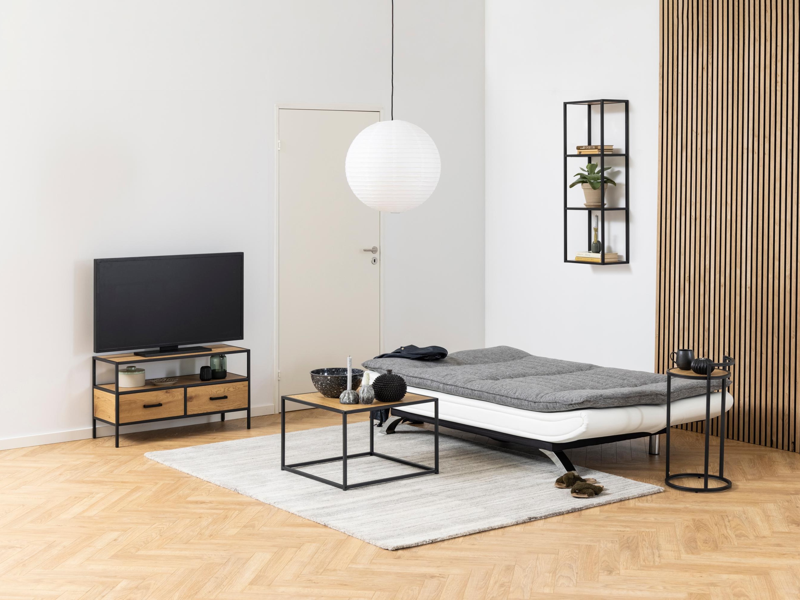 Sofá-cama Norsica 228 (Branco + Cinzento claro)