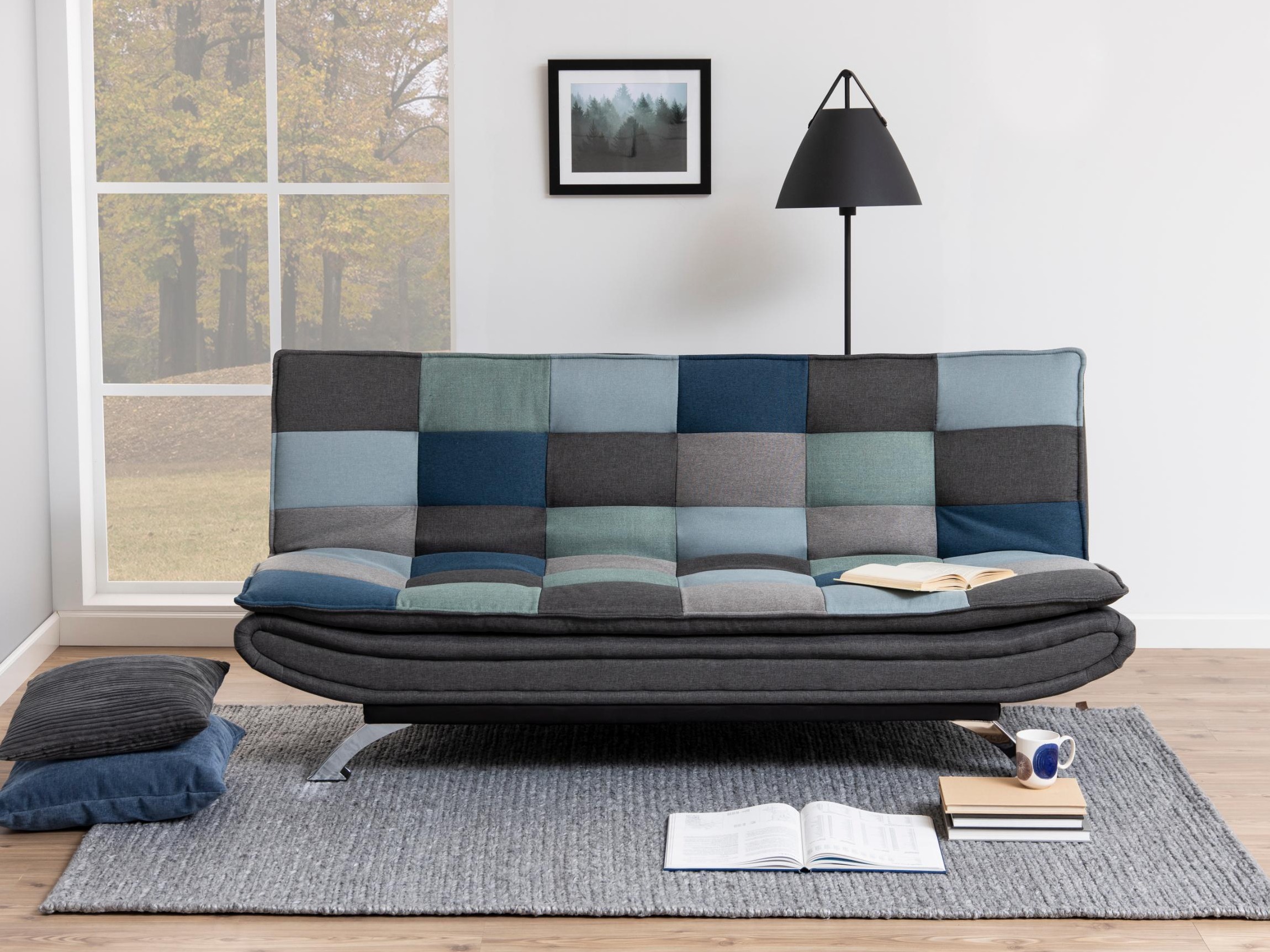 Sofá-cama Norsica 228 (Cinzento + Azul)