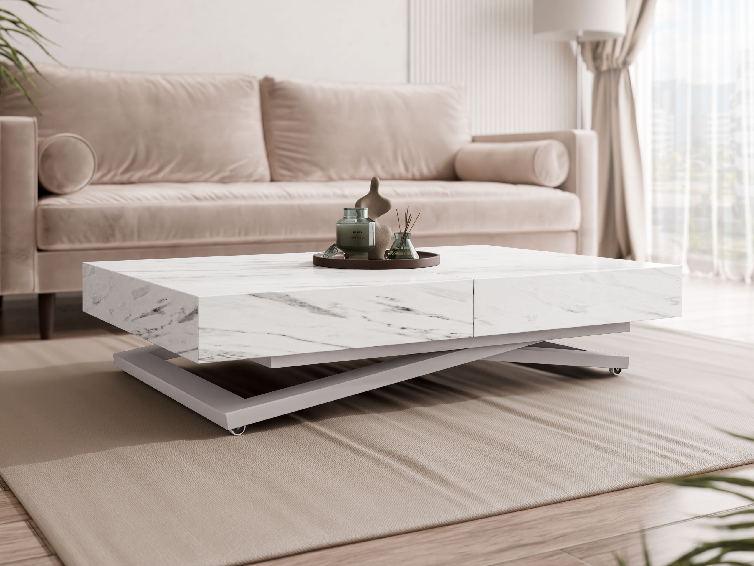 Mesa de centro extensível Oswego 172 (Marmore branco)