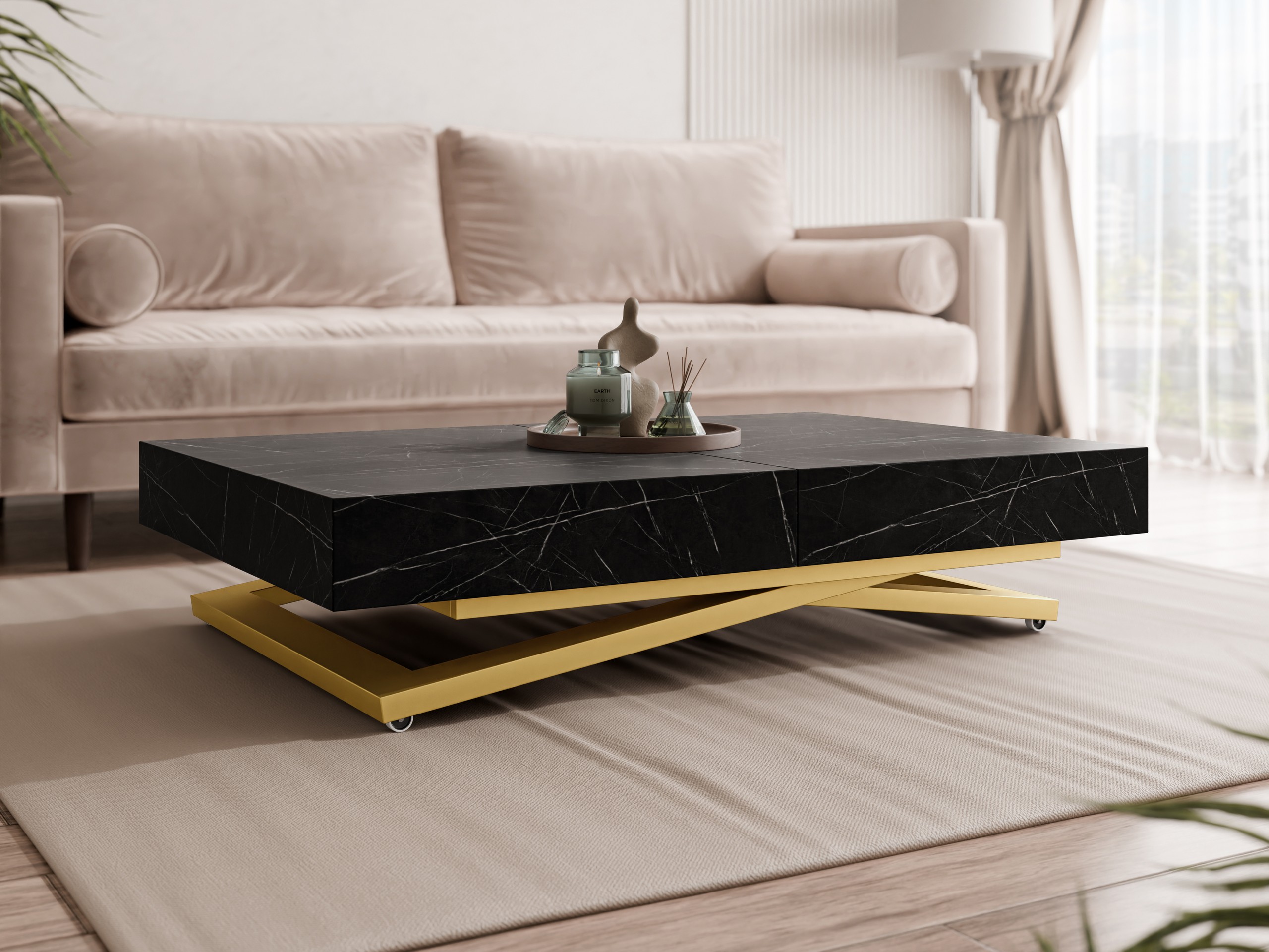 Mesa de centro extensível Oswego 173 (Mármore preto)