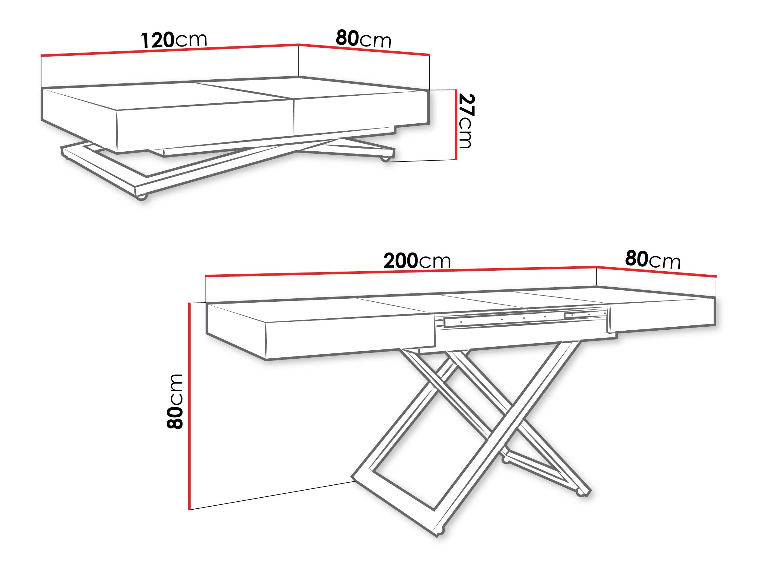 Mesa de centro extensível Oswego 173 (Mármore preto)