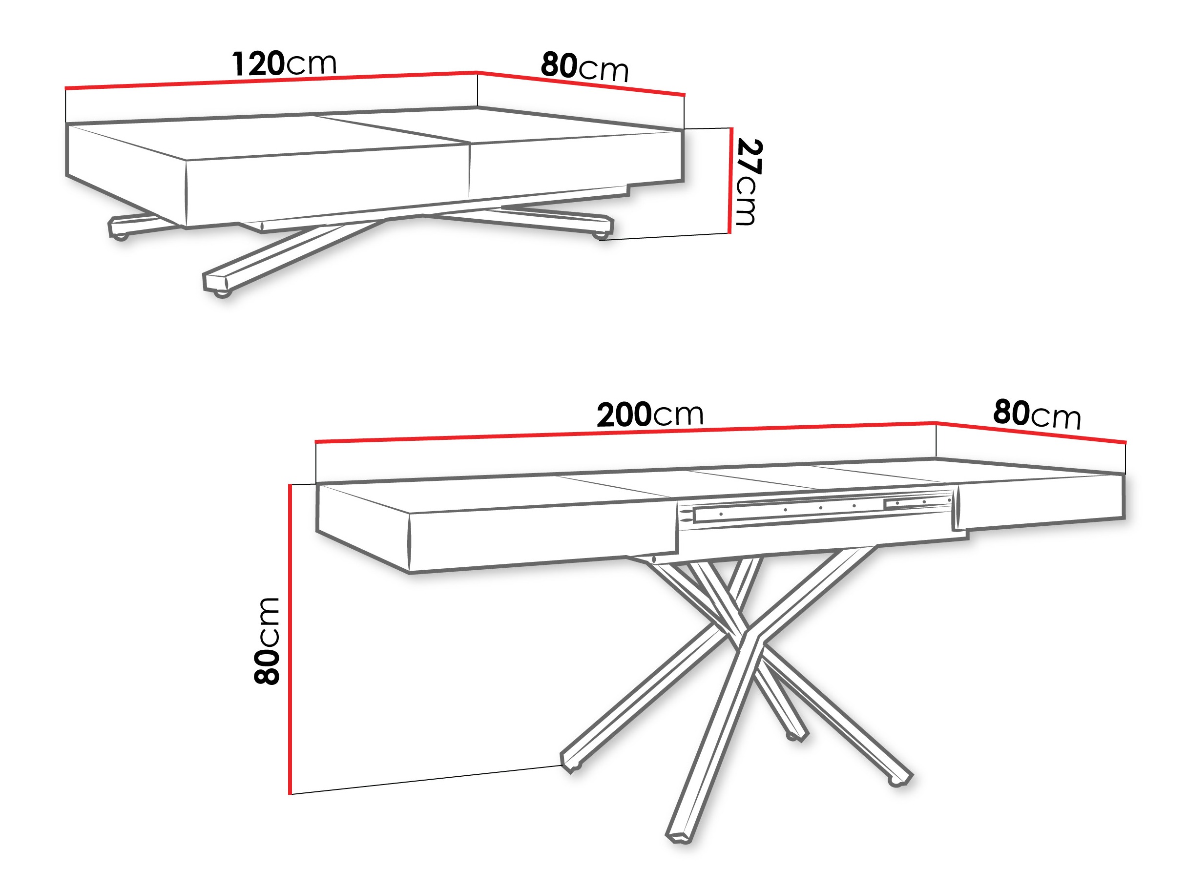 Mesa de centro extensível Oswego 176 (Caxemira)