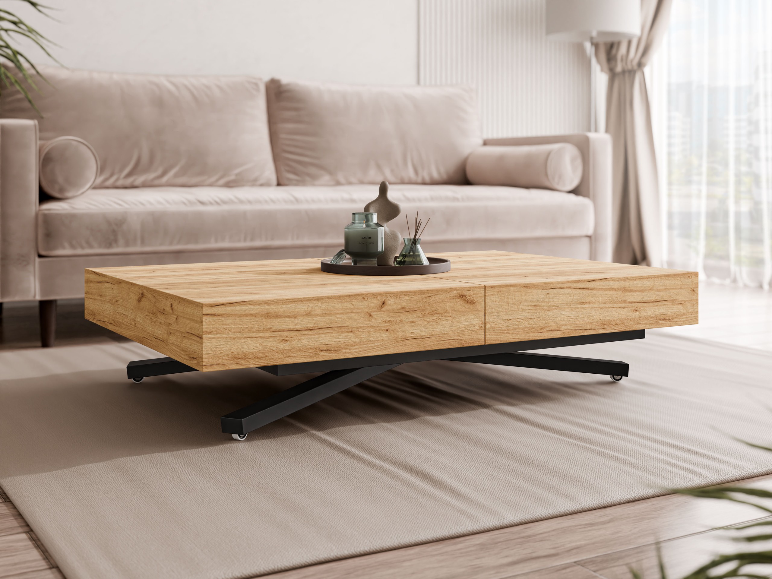 Mesa de centro extensível Oswego 176 (Craft de carvalho dourado)