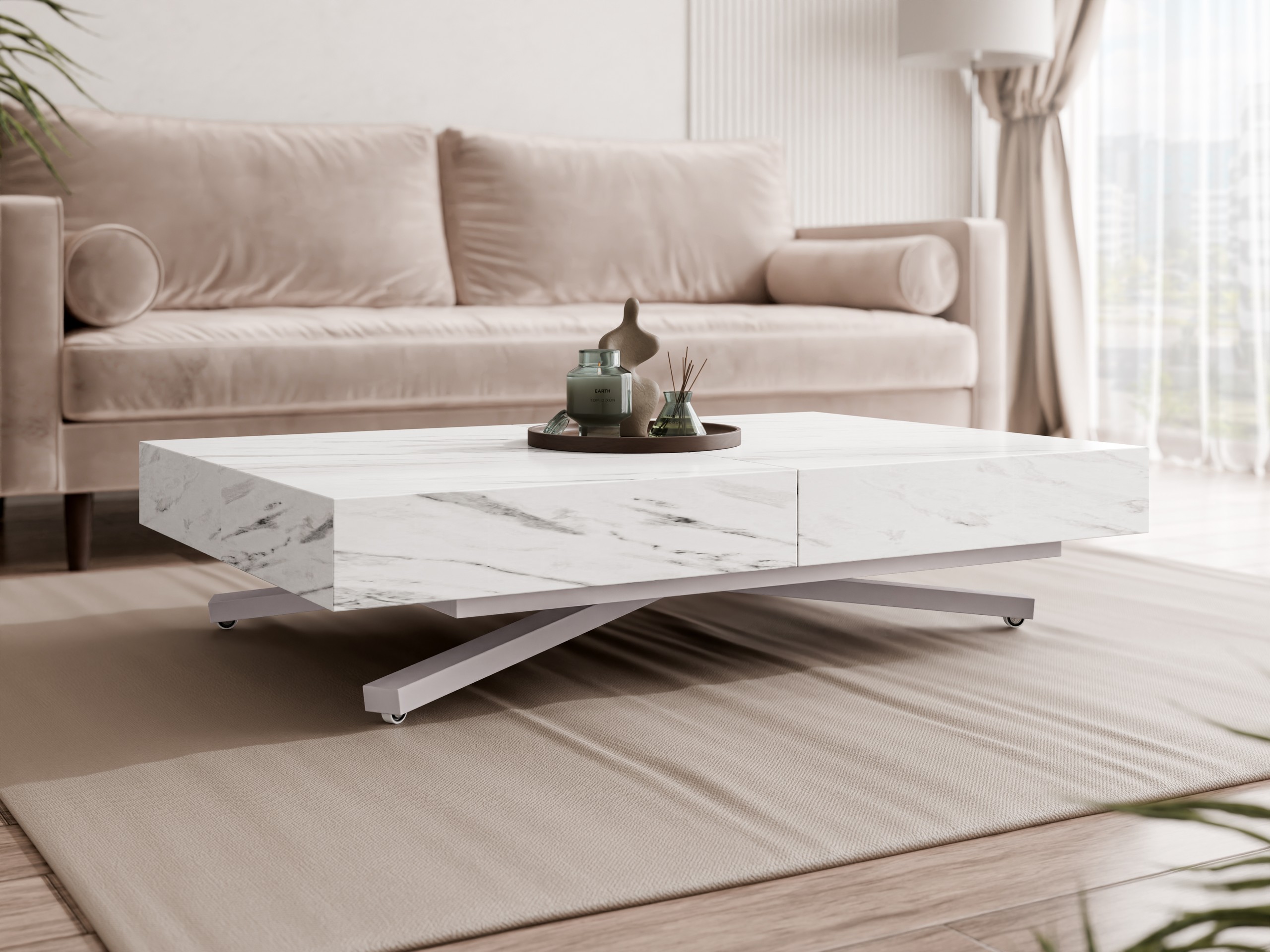 Mesa de centro extensível Oswego 177 (Marmore branco)