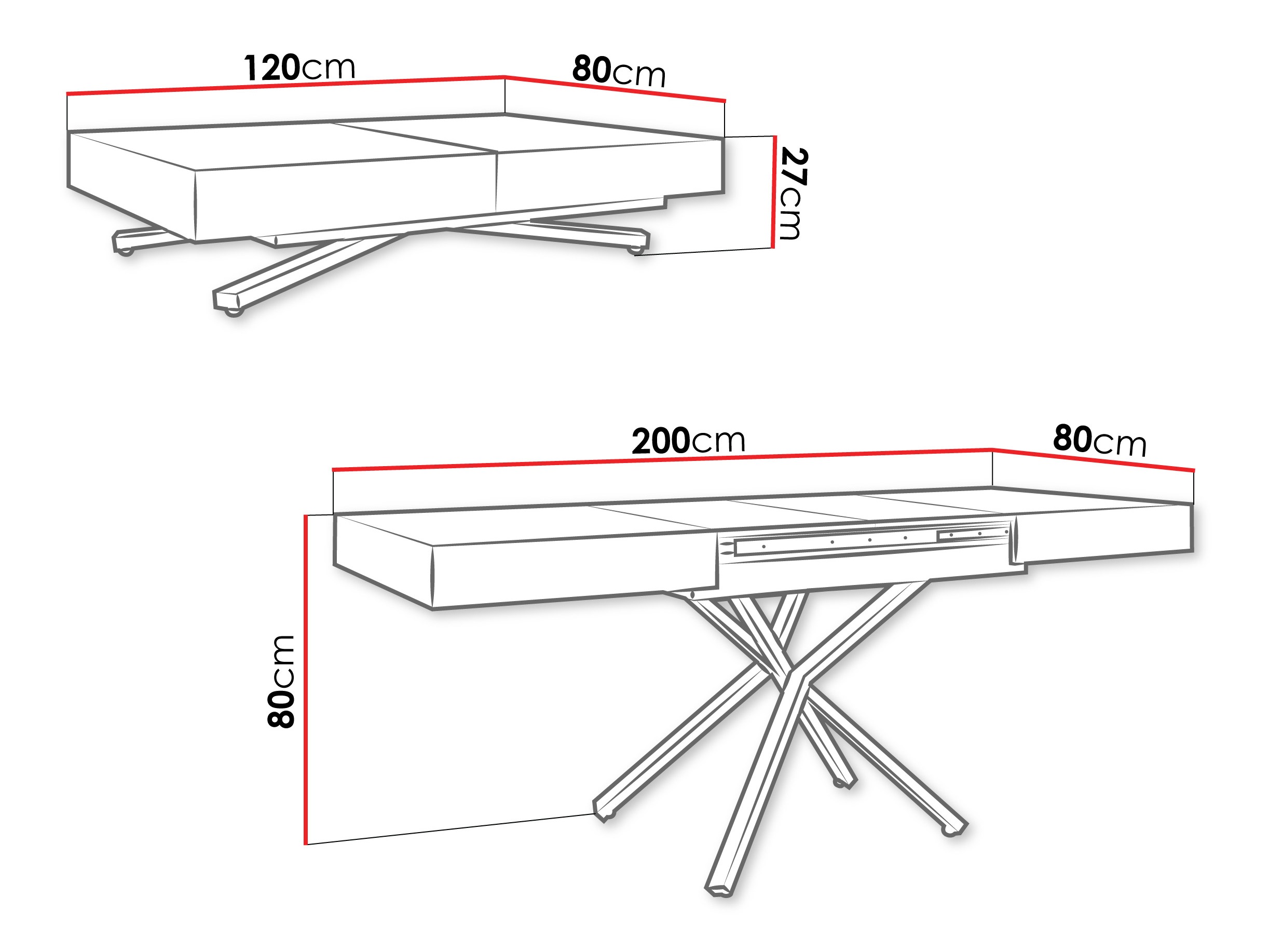 Mesa de centro extensível Oswego 178 (Mármore preto)