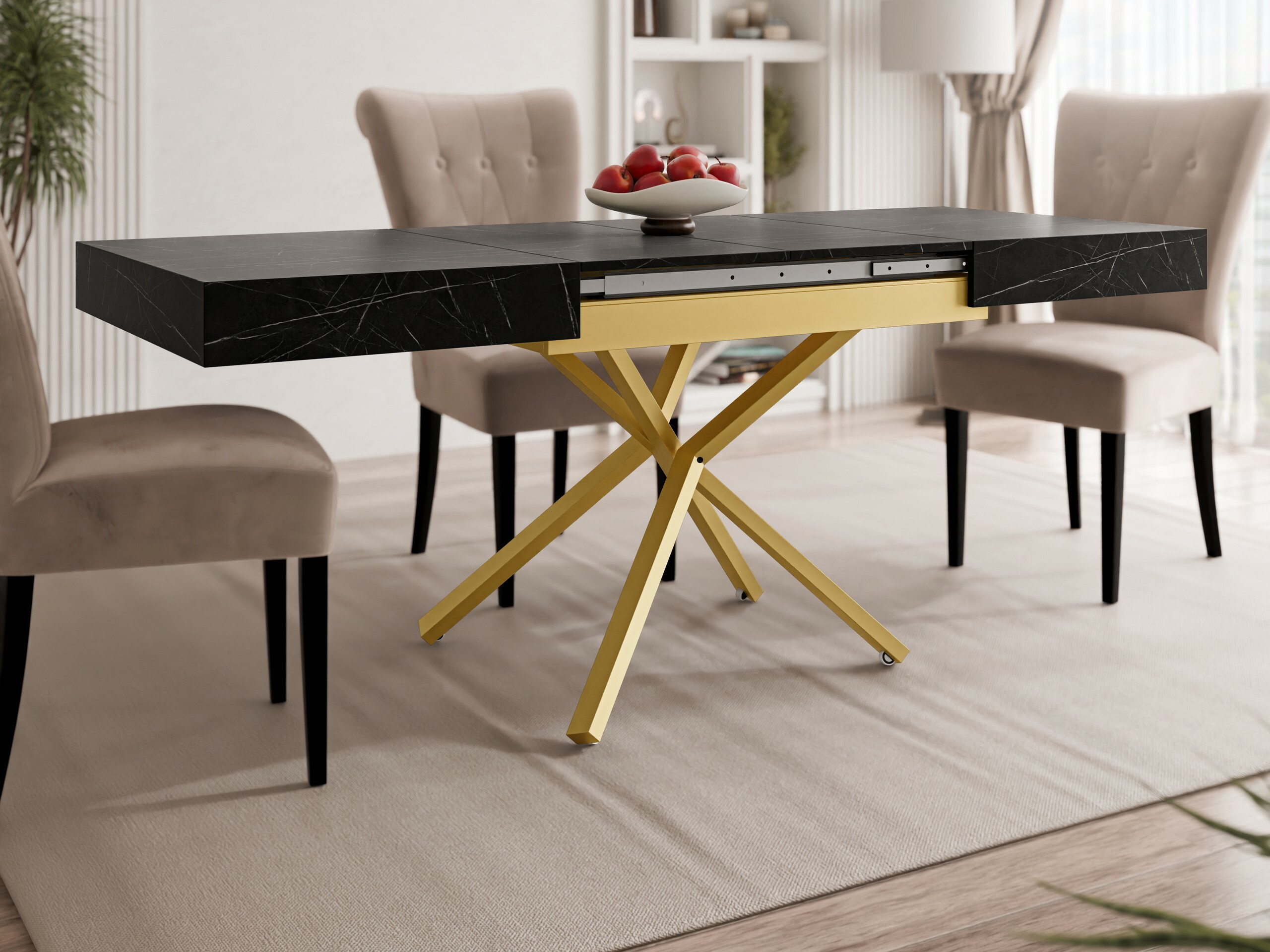 Mesa de centro extensível Oswego 178 (Mármore preto)