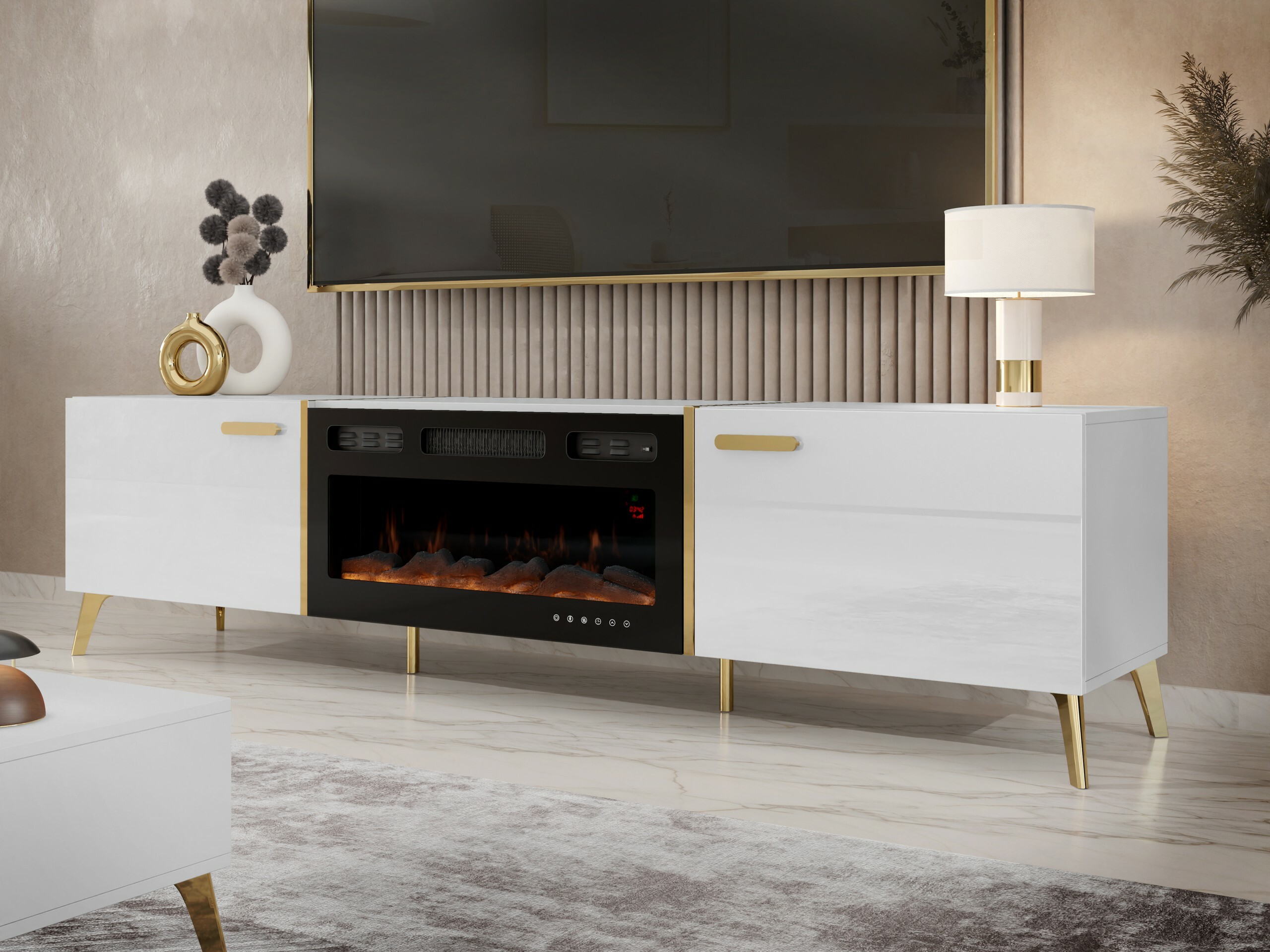 Móvel de TV Comfivo Teslomo 112 (Branco + Branco brilhante)