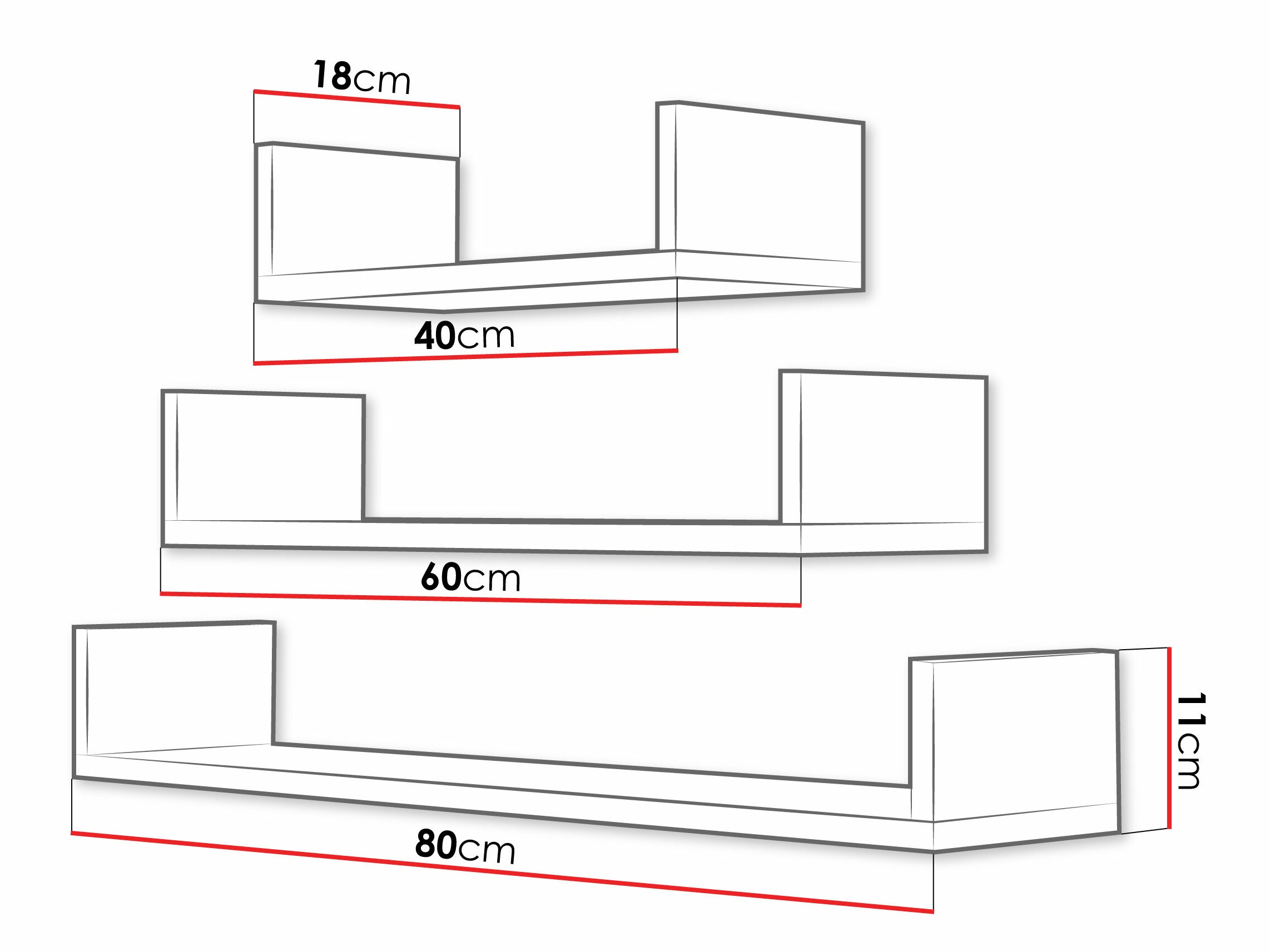 Conjunto de prateleiras suspensas Lexicon (Branco)