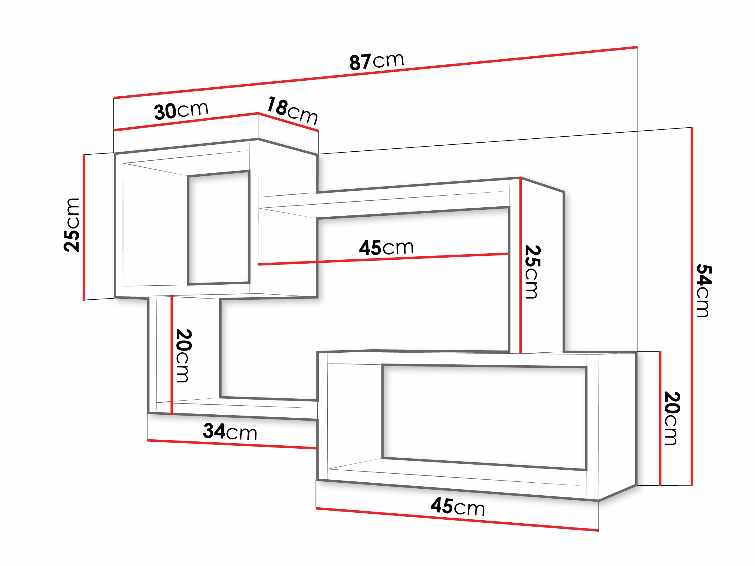 Estante de parede Lexicon II (Cimento + Branco)