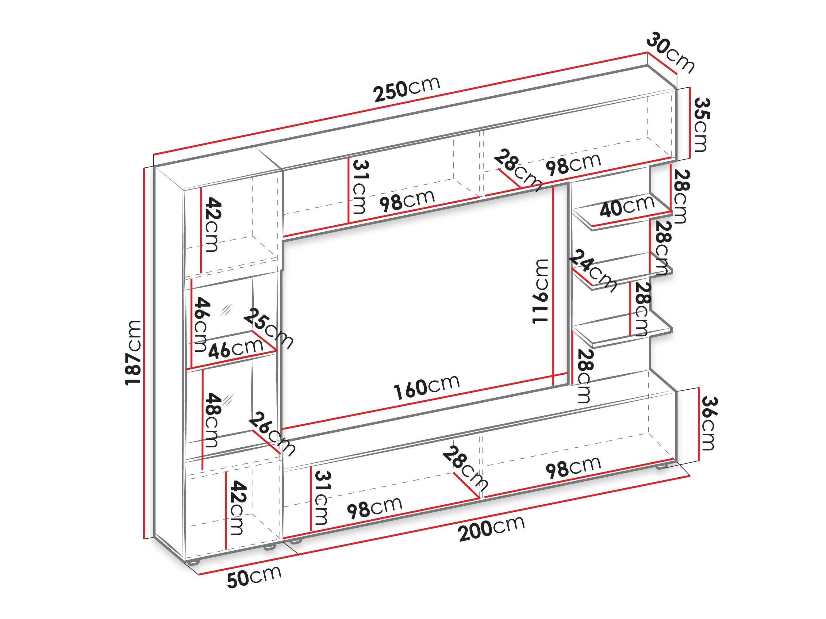 Conjunto para sala de estar Comfivo Animus (Branco + Cimento)