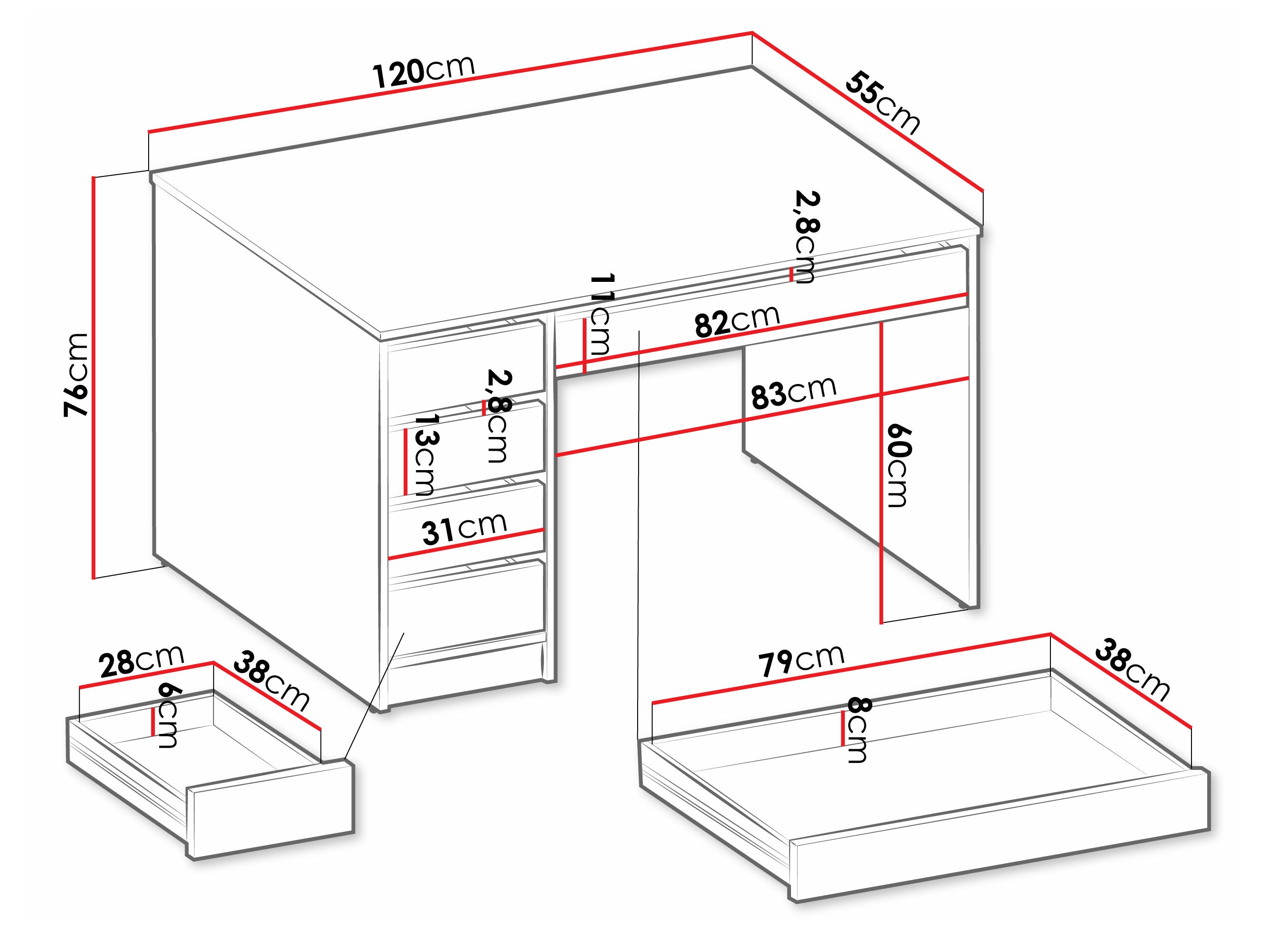 Mesa de escritório Comfivo Terros I (Branco)