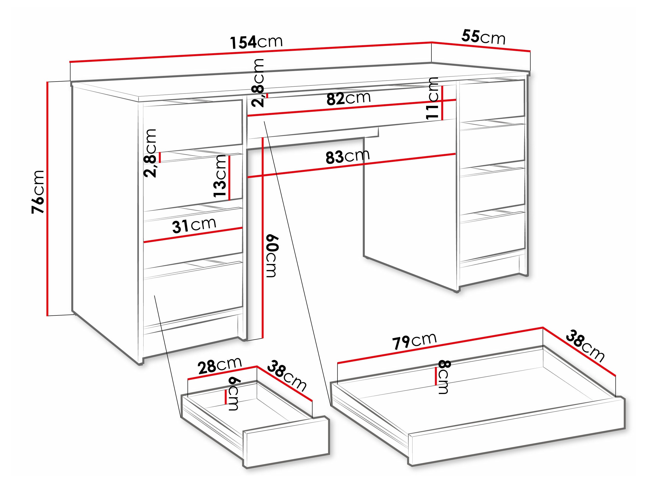 Mesa de escritório Comfivo Terros II (Branco)