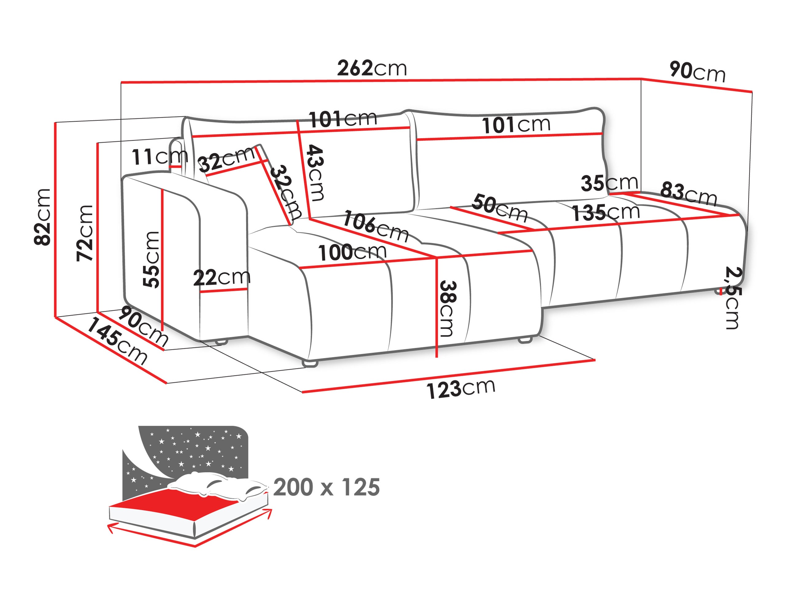 Sofá de canto SP6597 com embalagem danificada