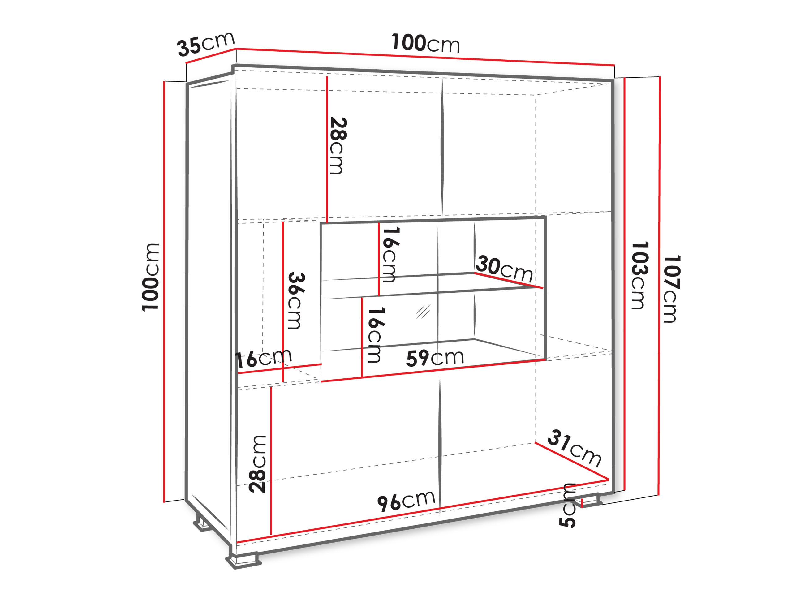 Aparador Remus (Branco + Branco brilhante)