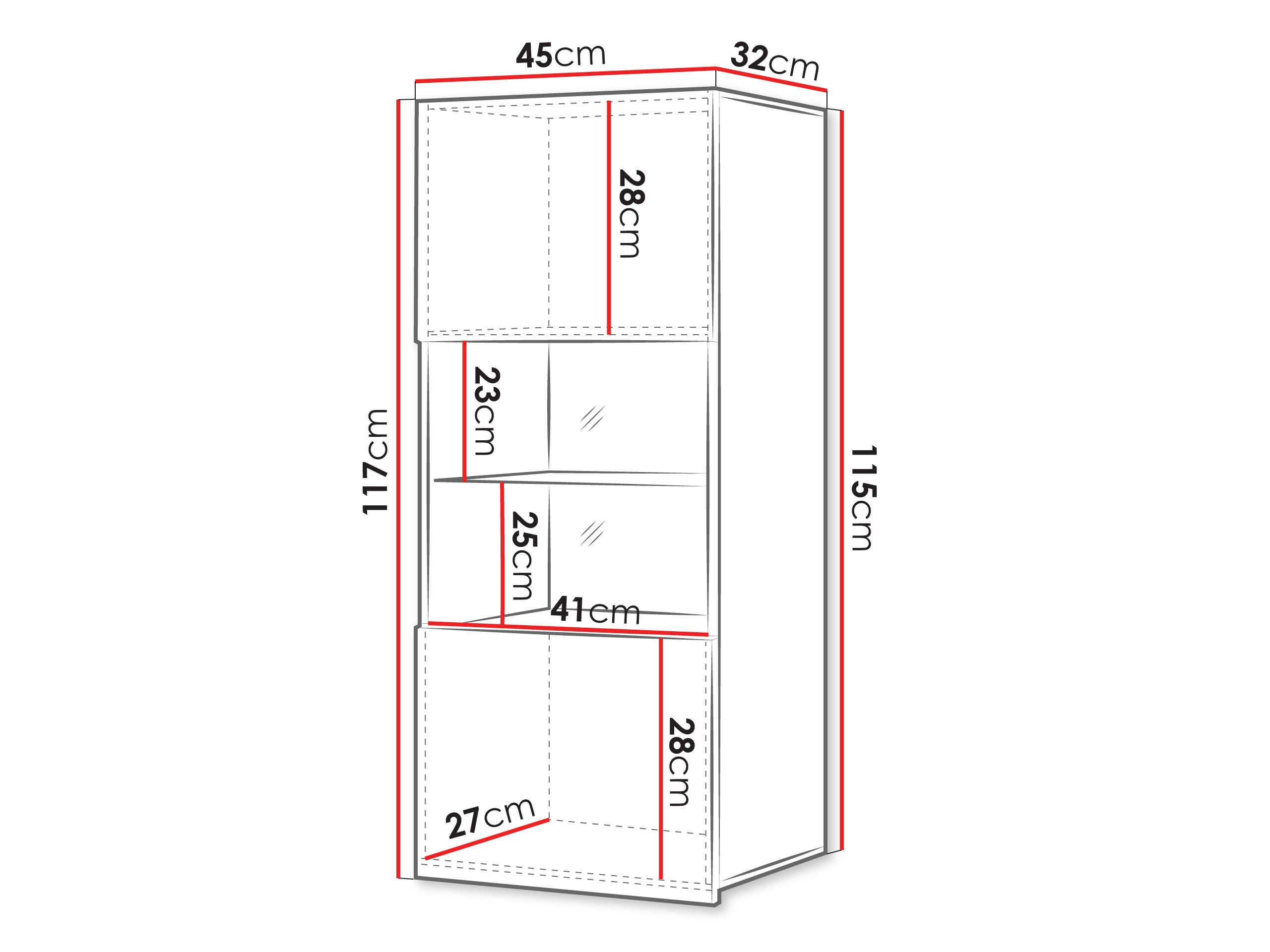 Armário suspenso Remus I (Preto + Preto brilhante)