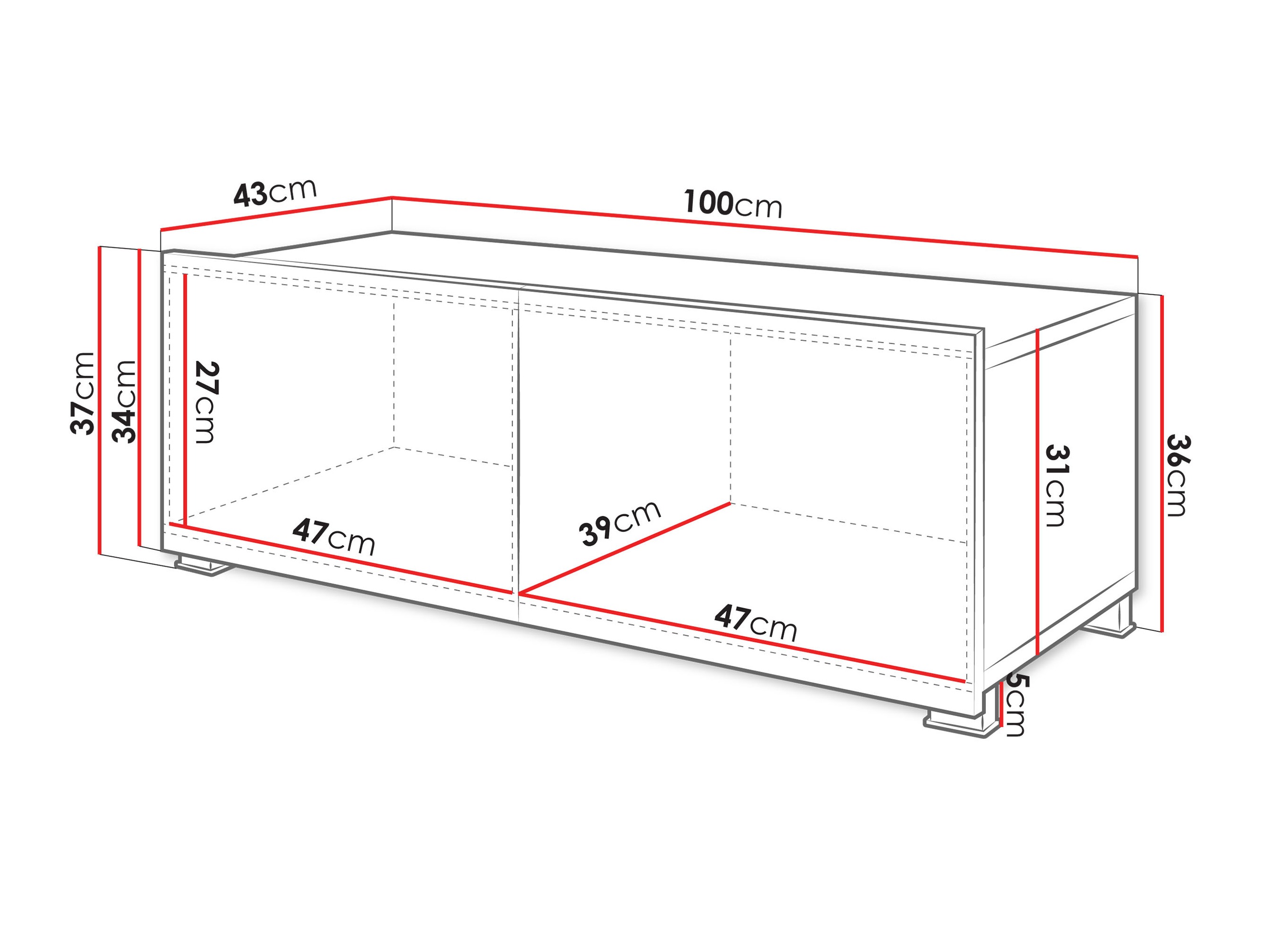 Móvel de TV Remus I (Preto + Preto brilhante)