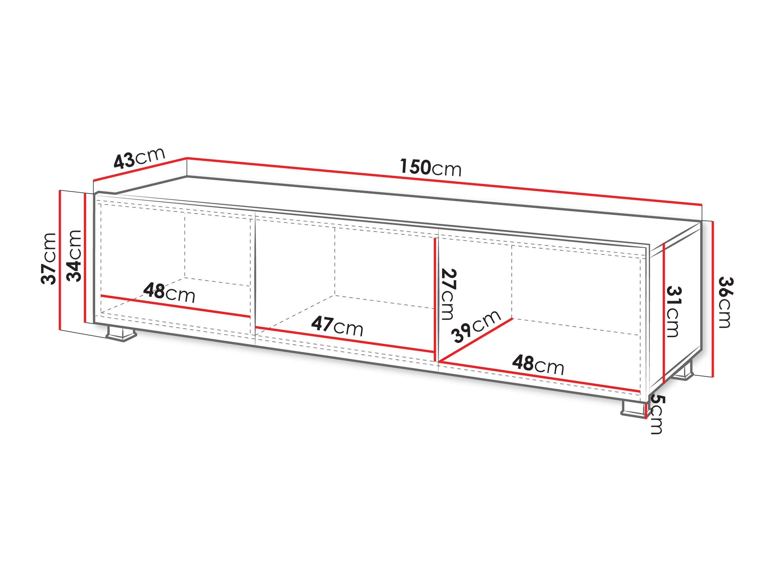 Móvel de TV Tivdalu 103 (Preto + Preto brilhante)
