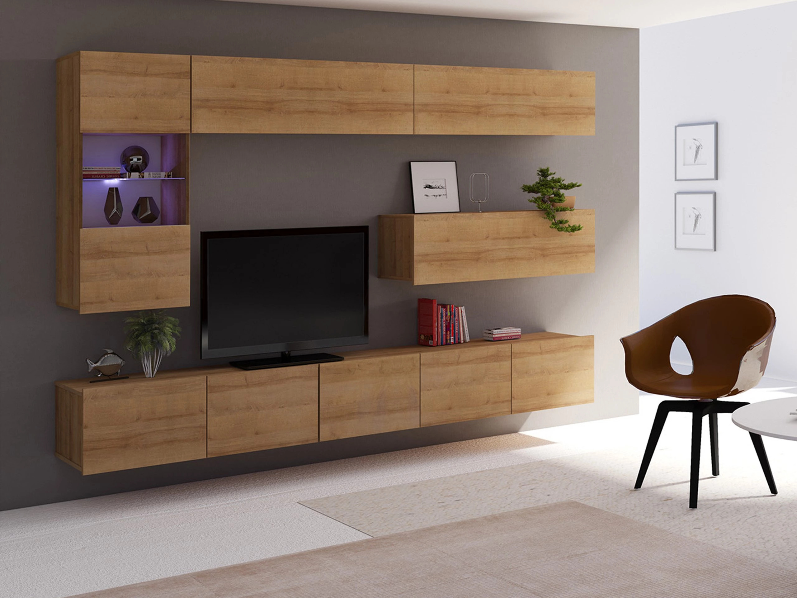 Conjunto para sala de estar Tivdalu 108 (Carvalho dourado)