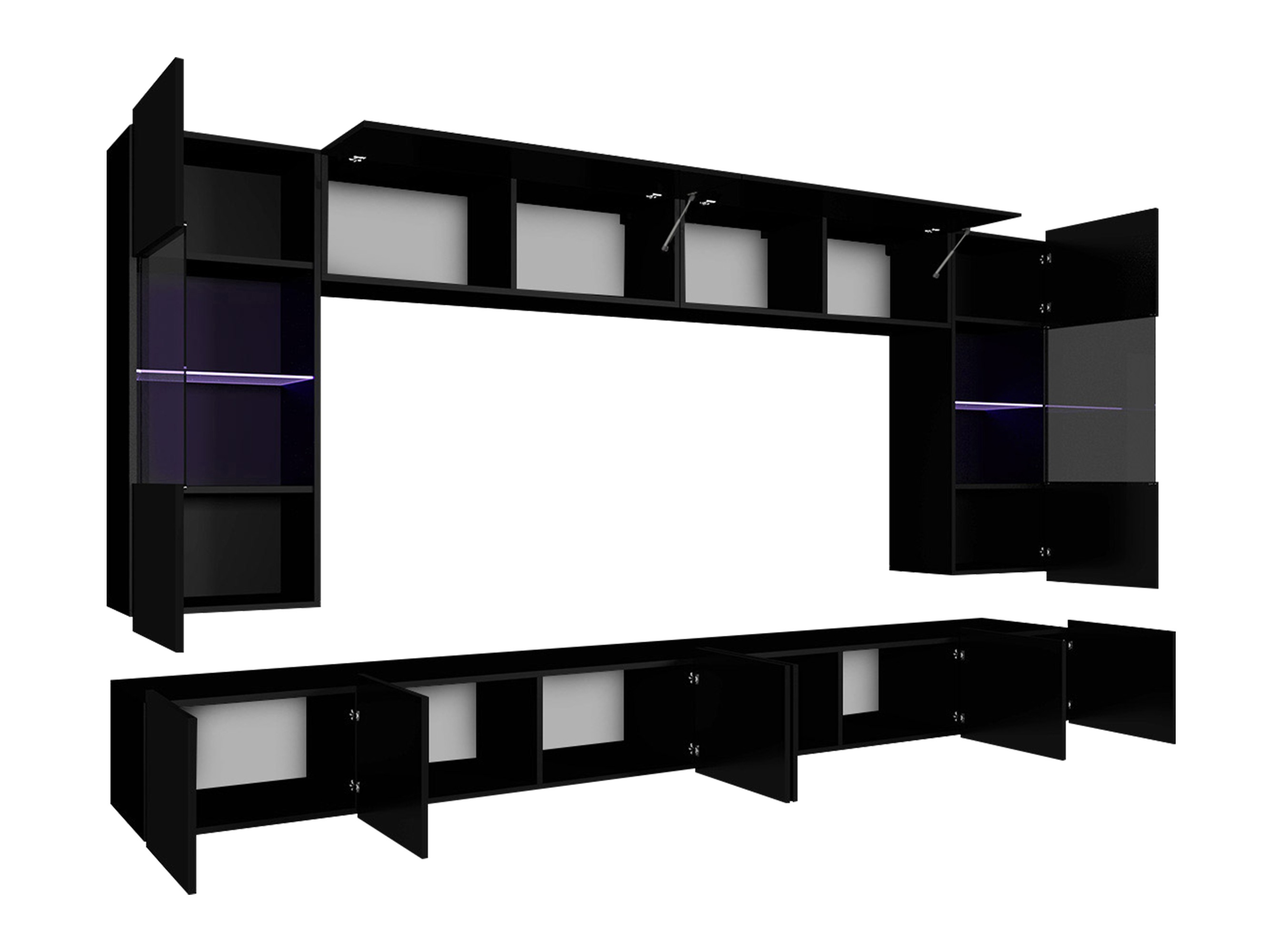 Conjunto para sala de estar Remus I (Preto + Preto brilhante)