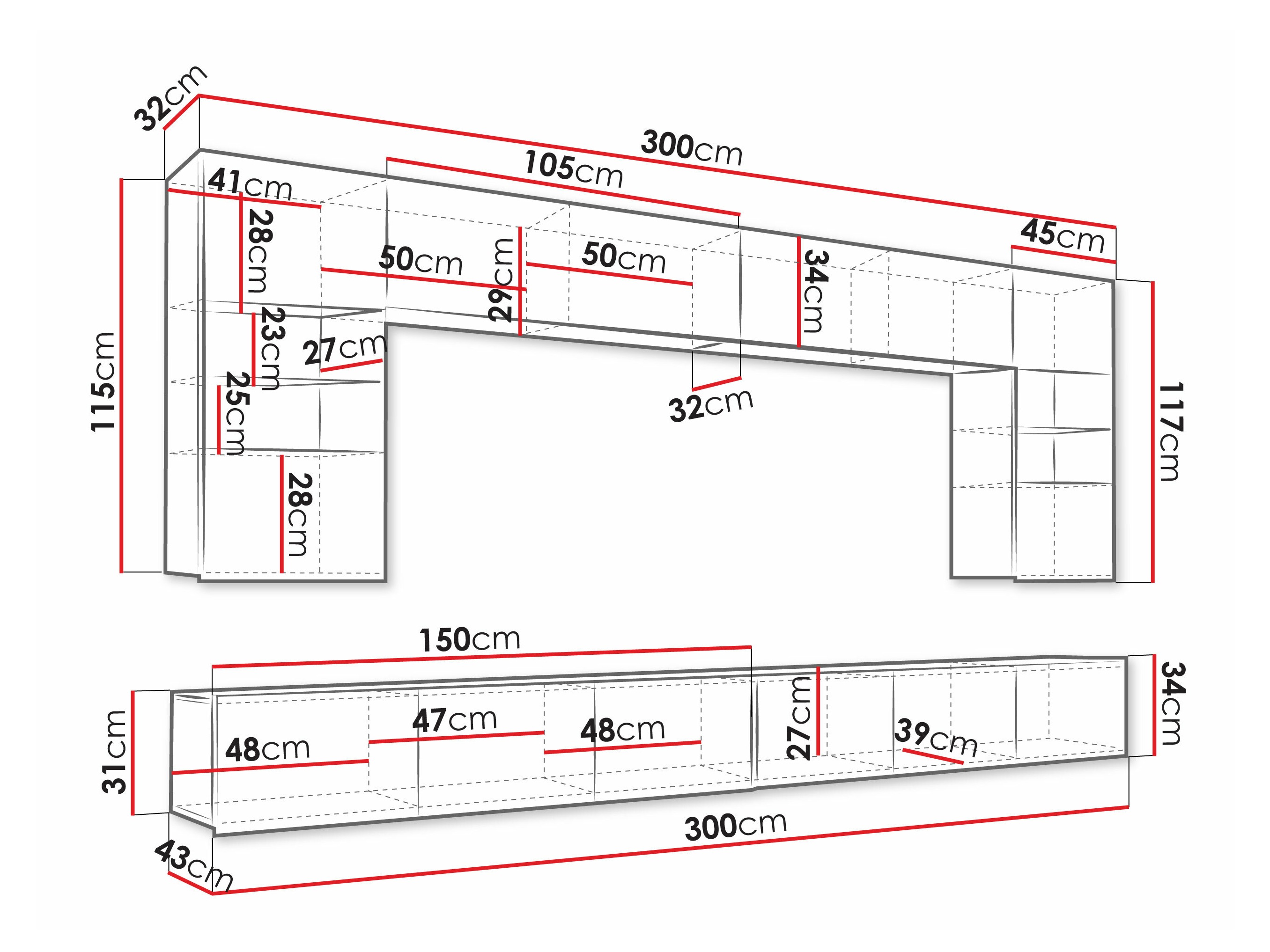 Conjunto para sala de estar Remus I (Preto + Preto brilhante)