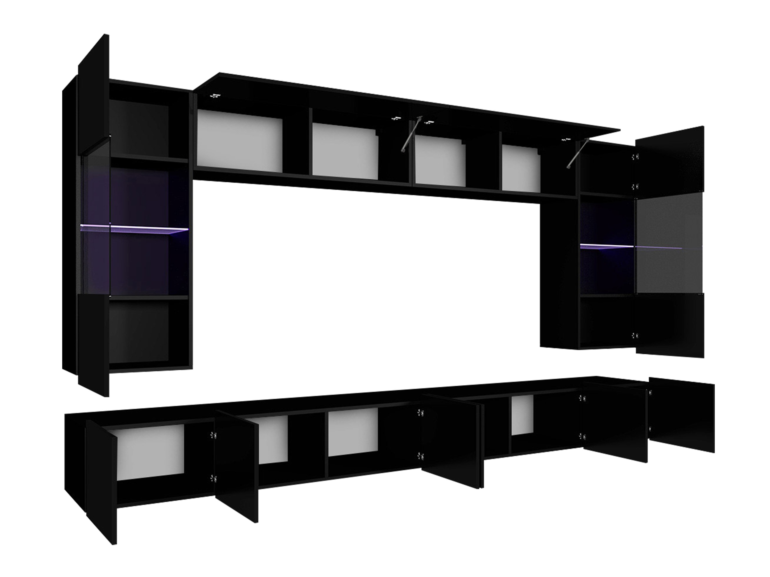 Conjunto para sala de estar Tivdalu 105 (Branco + Branco brilhante)