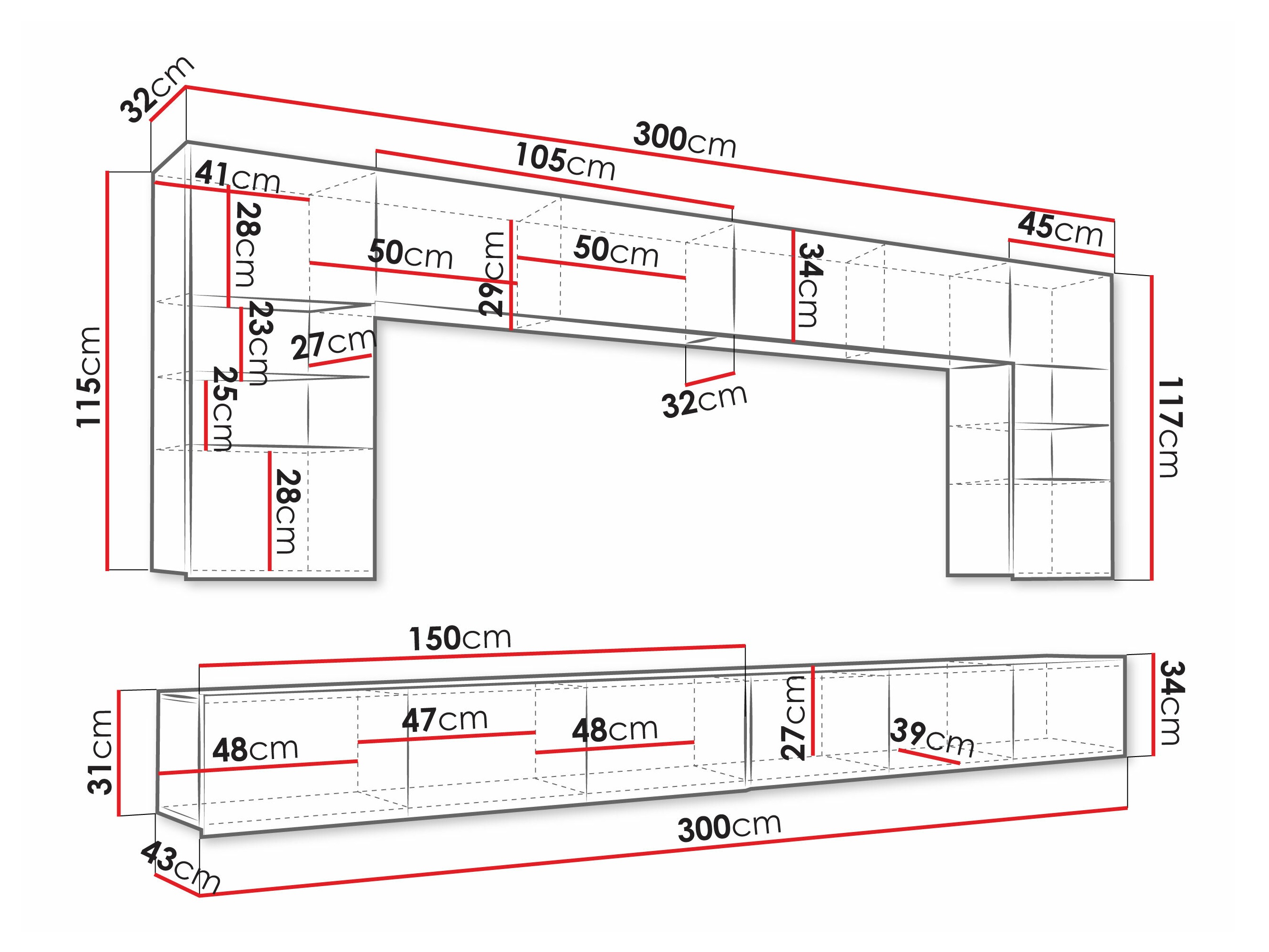 Conjunto para sala de estar Tivdalu 105 (Branco + Branco brilhante)